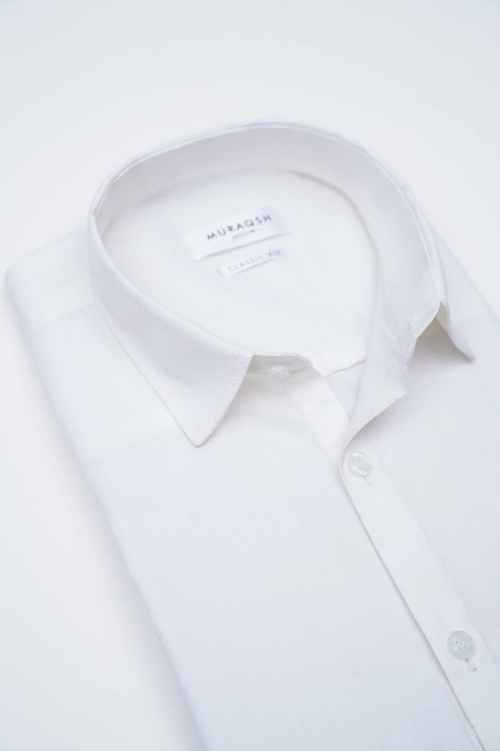 Off White Textured Formal Shirt - Men - Muraqsh -- Menswear