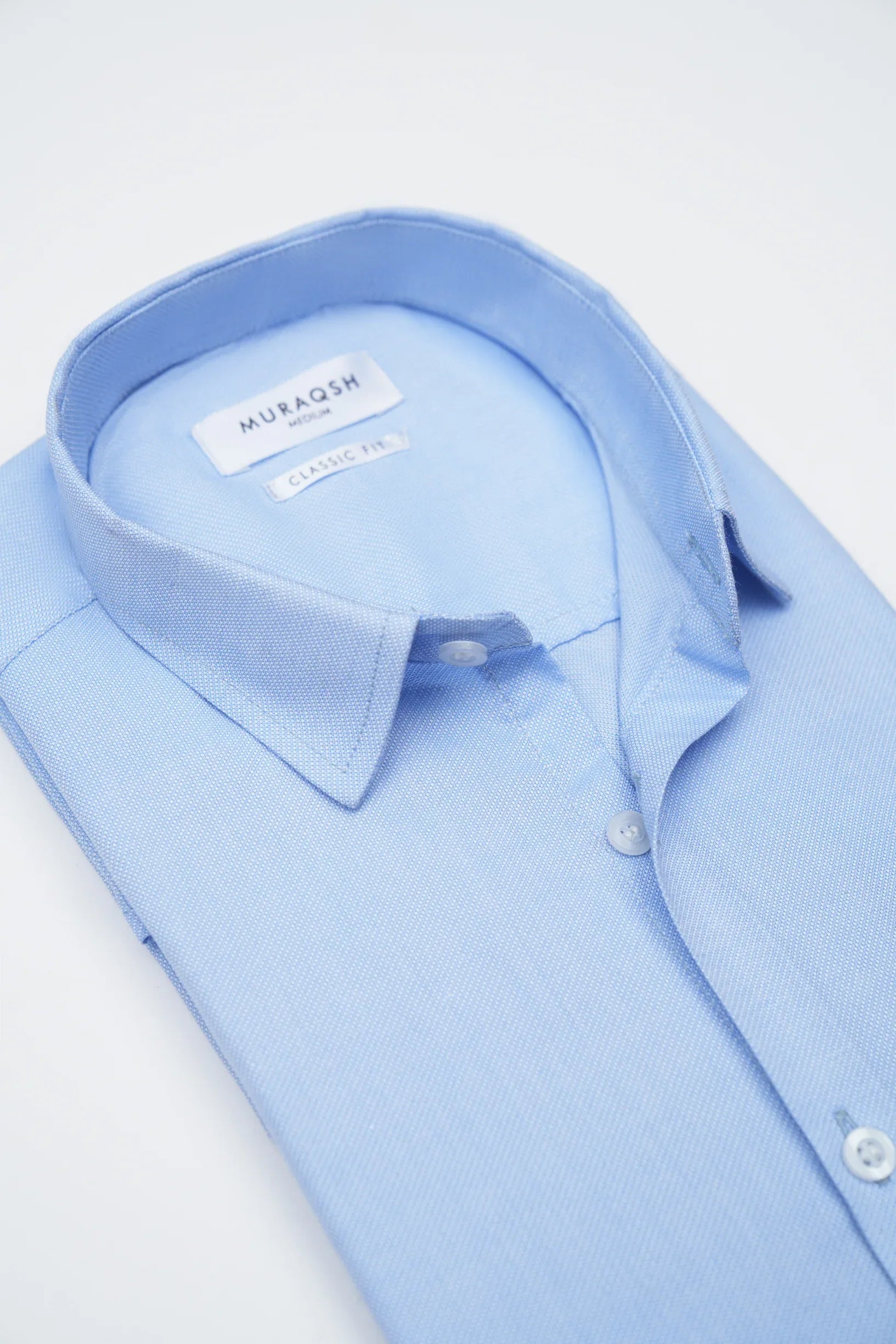 Blue Textured Formal Shirt - Men - Muraqsh -- Menswear