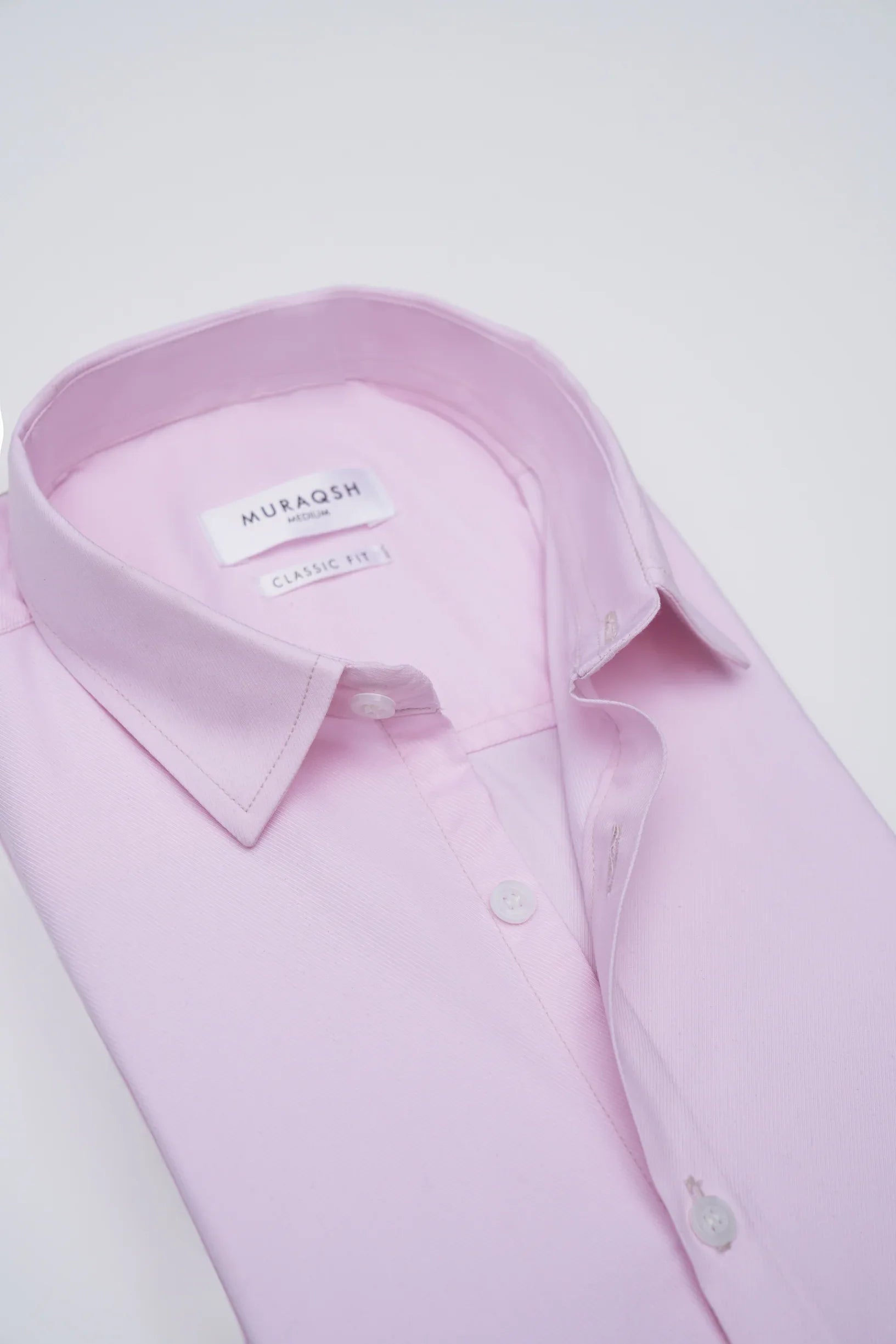 Tea Pink Textured Formal Shirt - Men - Muraqsh -- Menswear