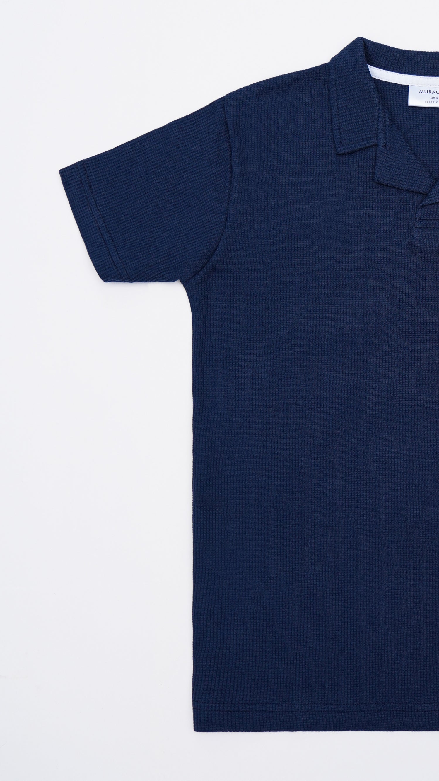 Waffle Navy Blue Revere Polo - Men