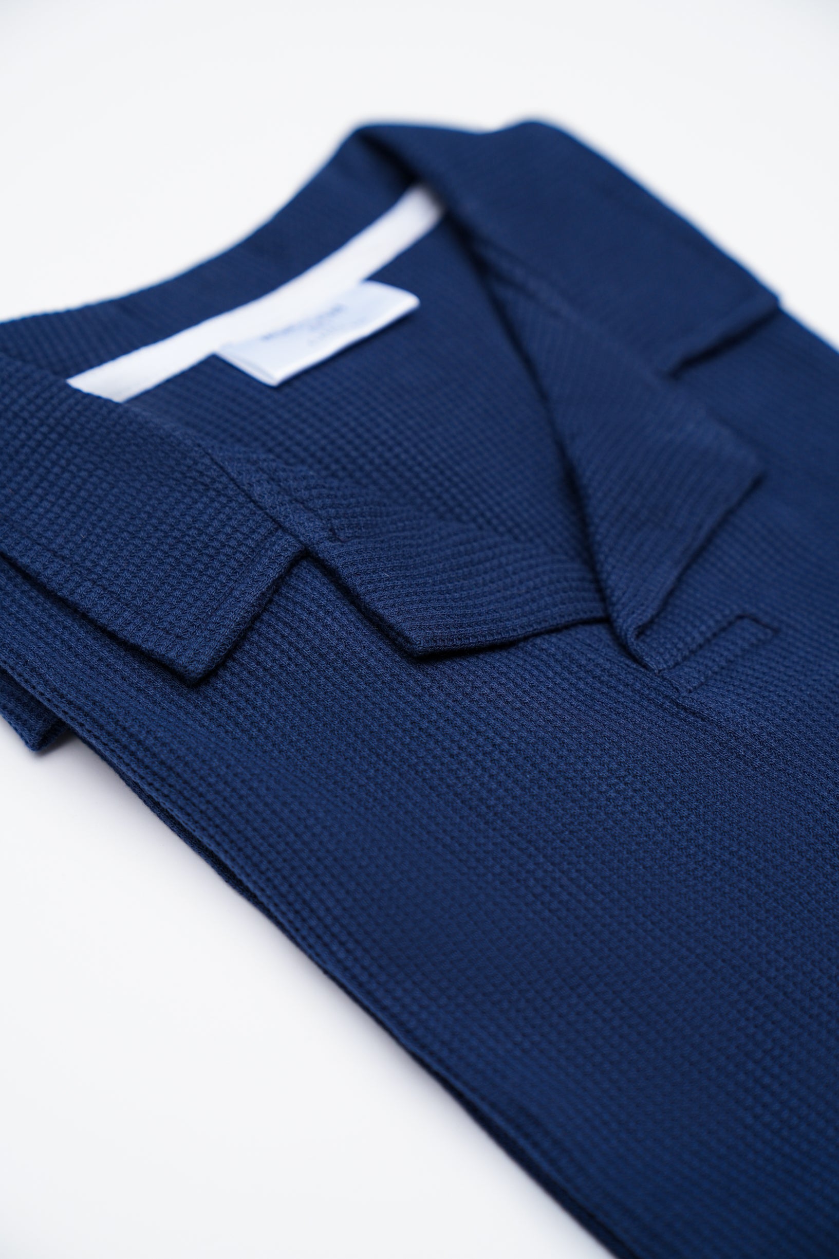 Waffle Navy Blue Revere Polo - Men