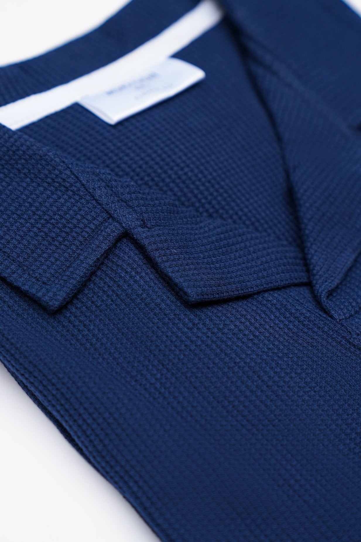 Waffle Navy Blue Revere Polo - Men