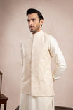 Bosky White Cross Stitched Embroidered Waistcoat - Men - Muraqsh -- Wedding Wear