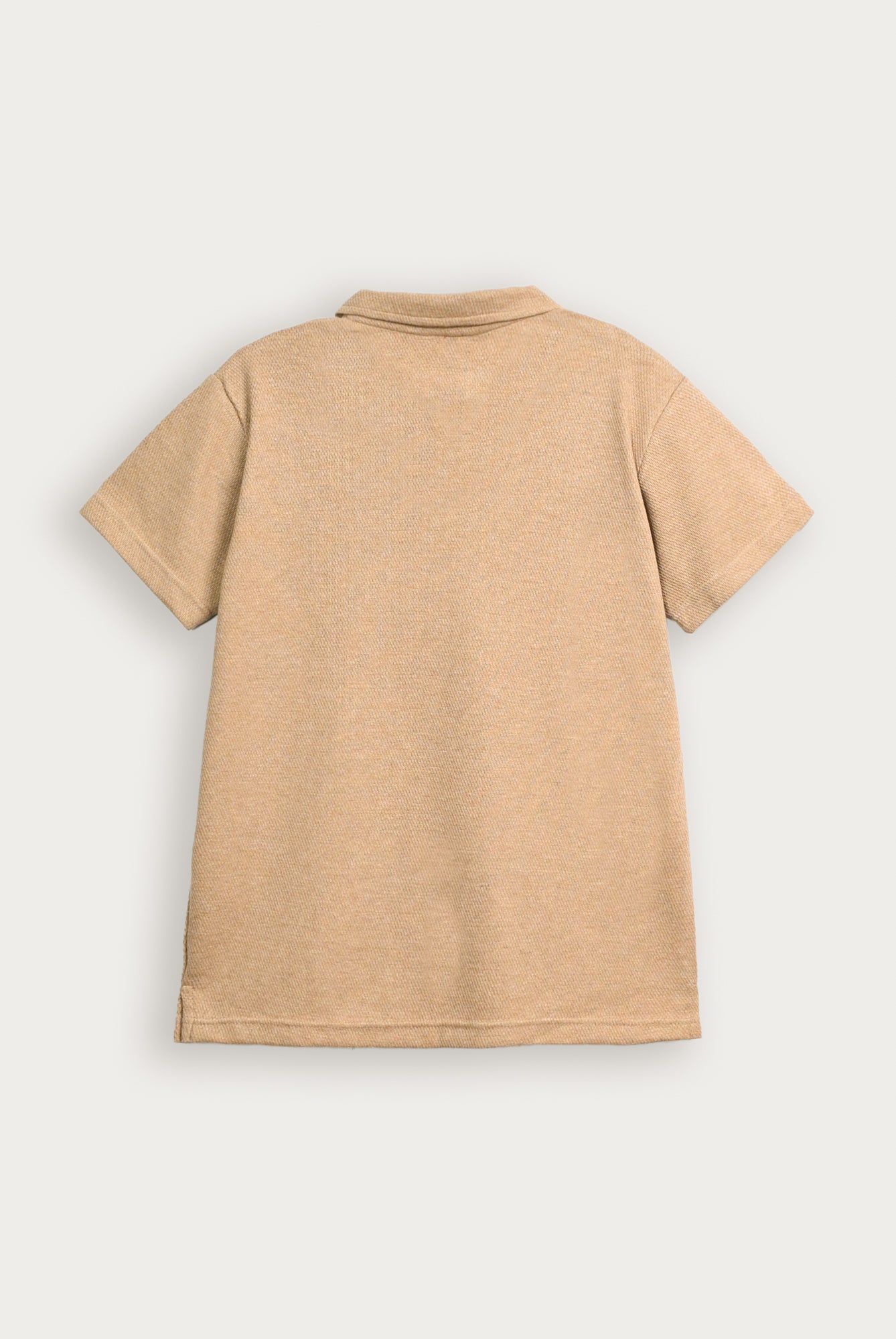 Textured Sand Beige Mesh Thermal Knit Polo - Smart Fit - Men - Men