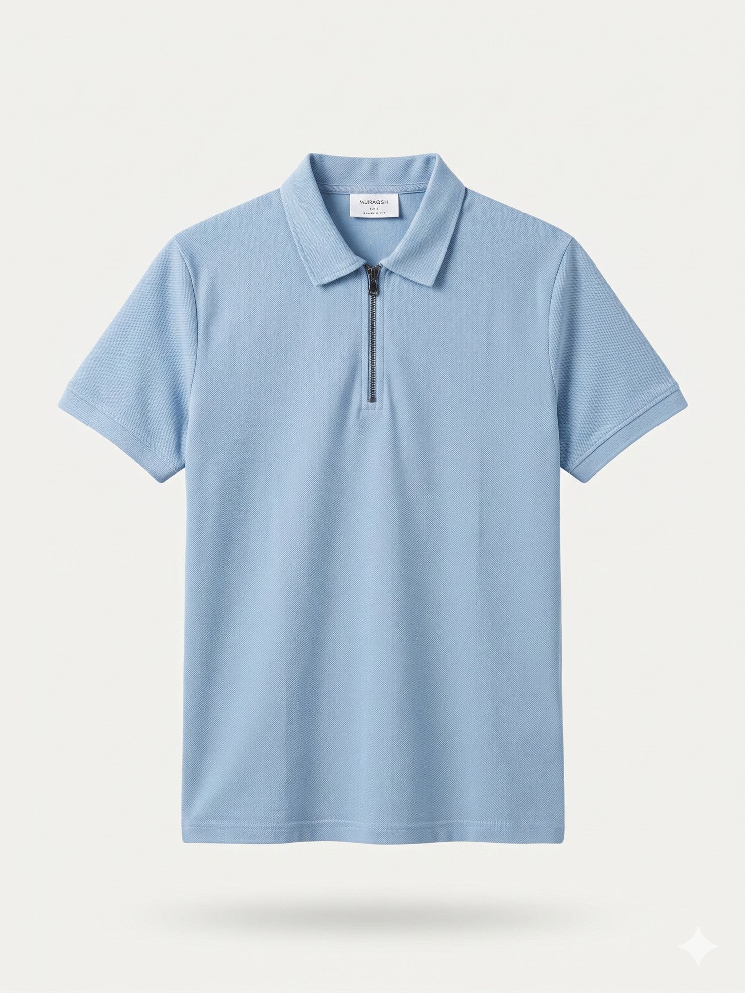 Sky Blue Basic Zipper Polo - Smart Fit- Men - Men