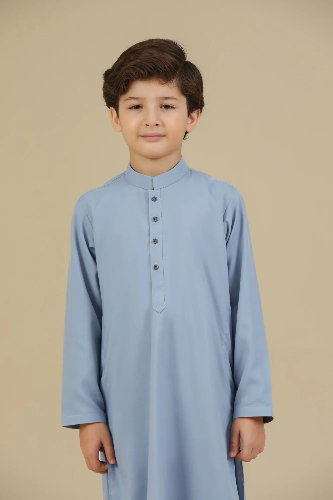 Sapphire Blue Blended Kurta Trouser - Kids - Muraqsh -- Kidswear