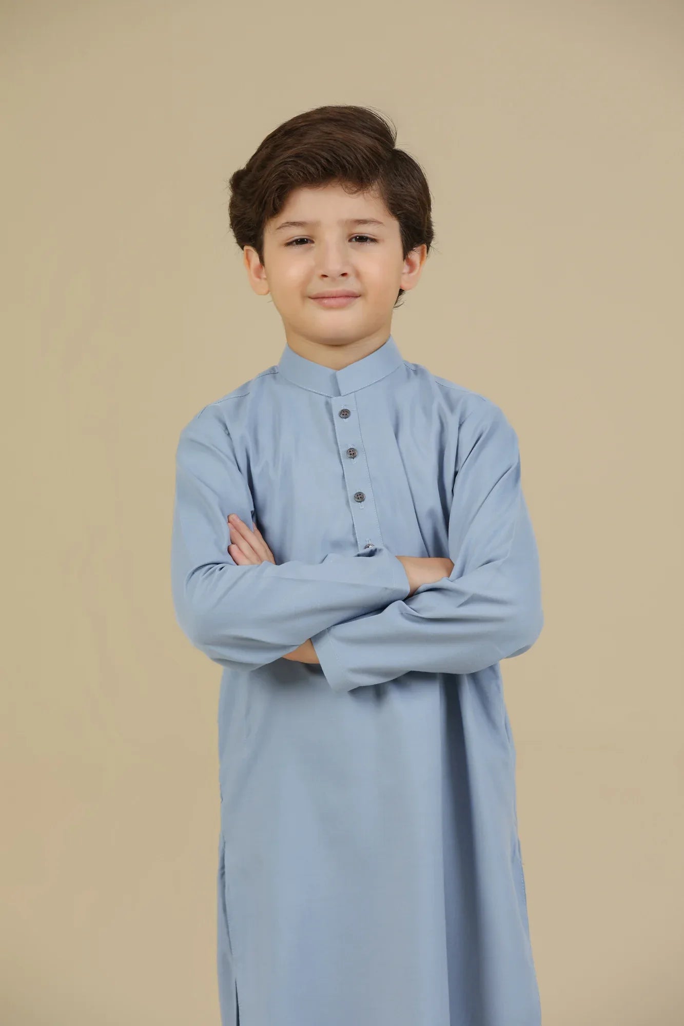 Sapphire Blue Blended Kurta Trouser - Kids - Muraqsh -- Kidswear