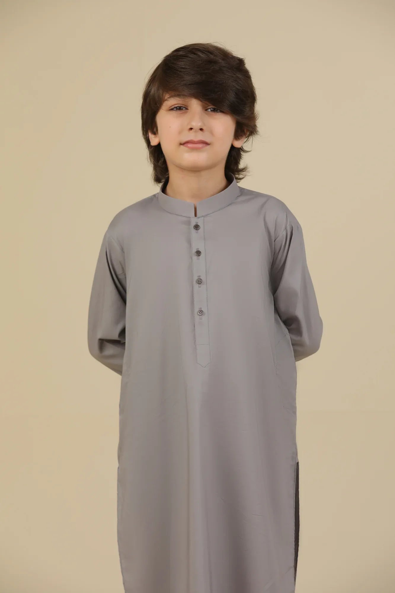 Light Grey Soft Cotton Kurta Trouser - Kids - Muraqsh -- Kidswear