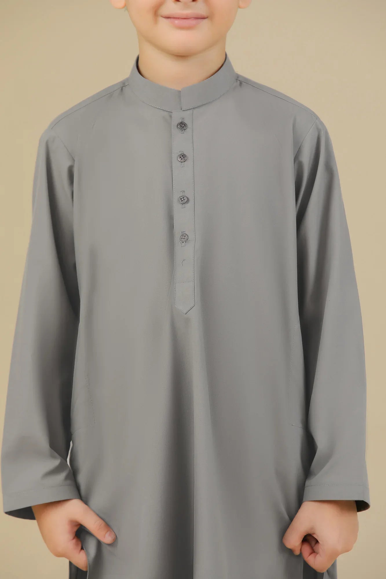 Sand Grey Blended Kurta Trouser - Kids - Muraqsh -- Kidswear