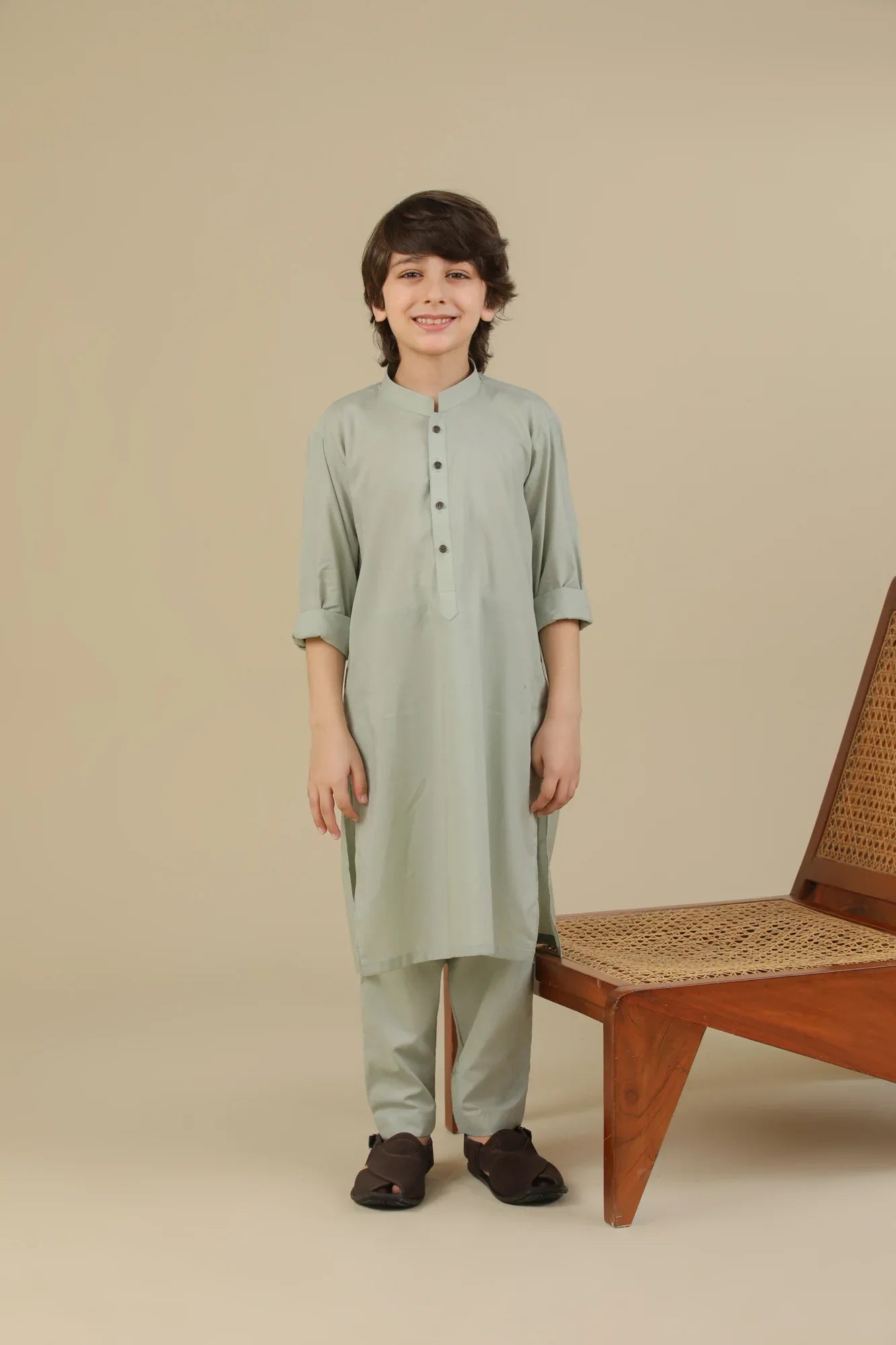 Mint Soft Cotton Kurta Trouser - Kids - Muraqsh -- Kidswear