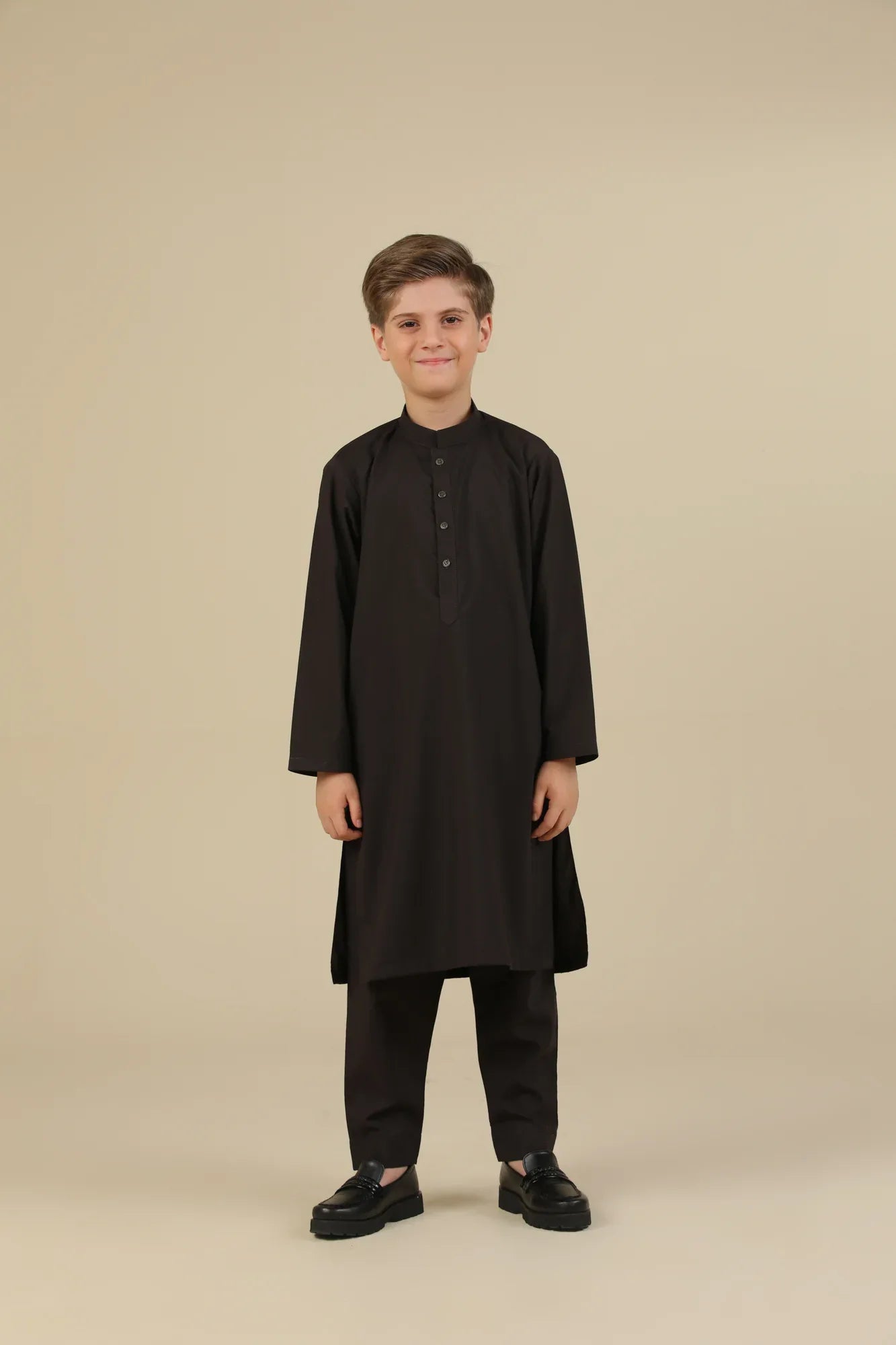 Dark Brown Blended Kurta Trouser - Kids - Muraqsh -- Kidswear