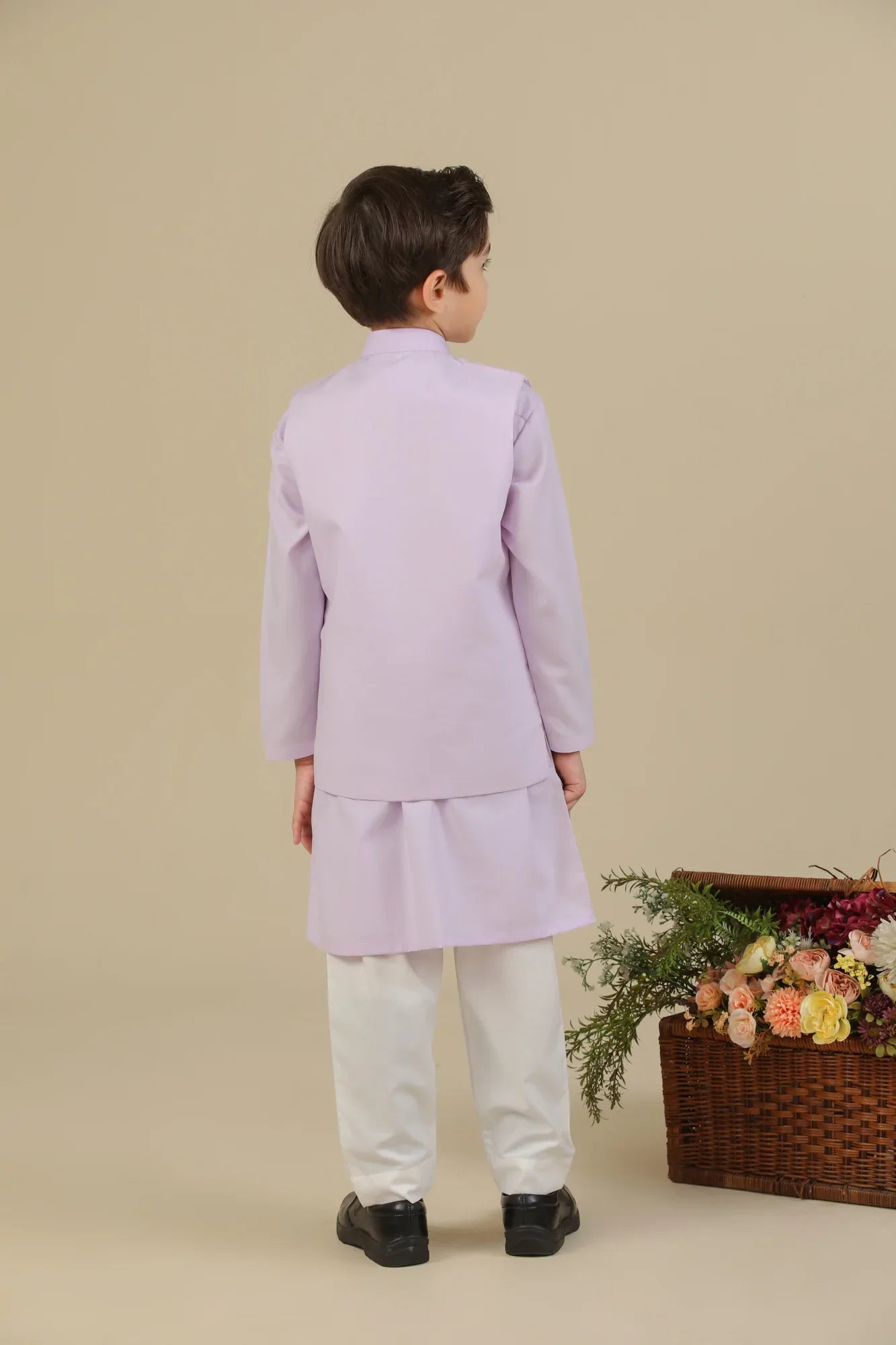 Lilac Kurta Trouser with Blended Waistcoat - Kids - Muraqsh -- Kidswear