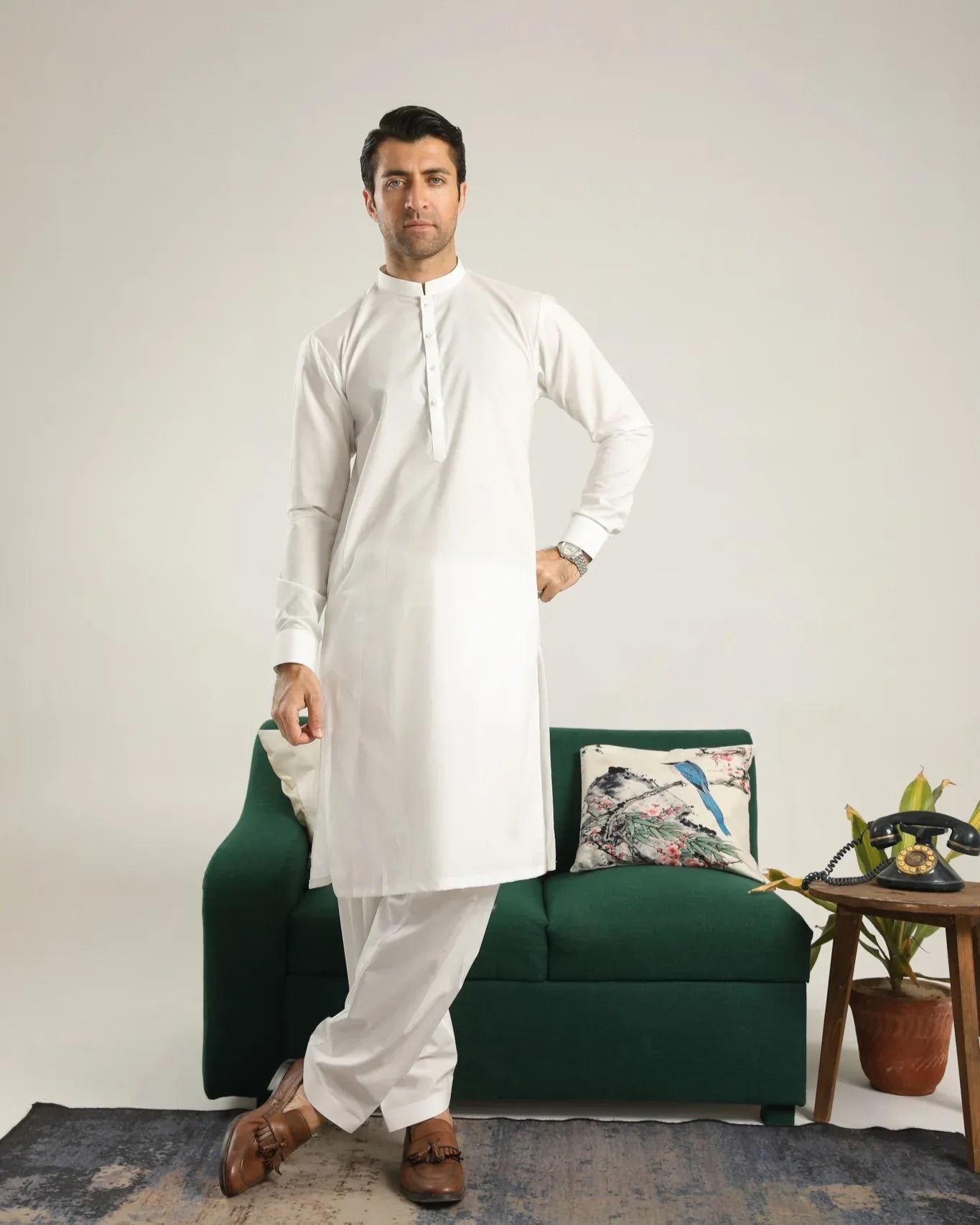 Off White Soft Cotton Kurta Shalwar - Men - Muraqsh -- Menswear
