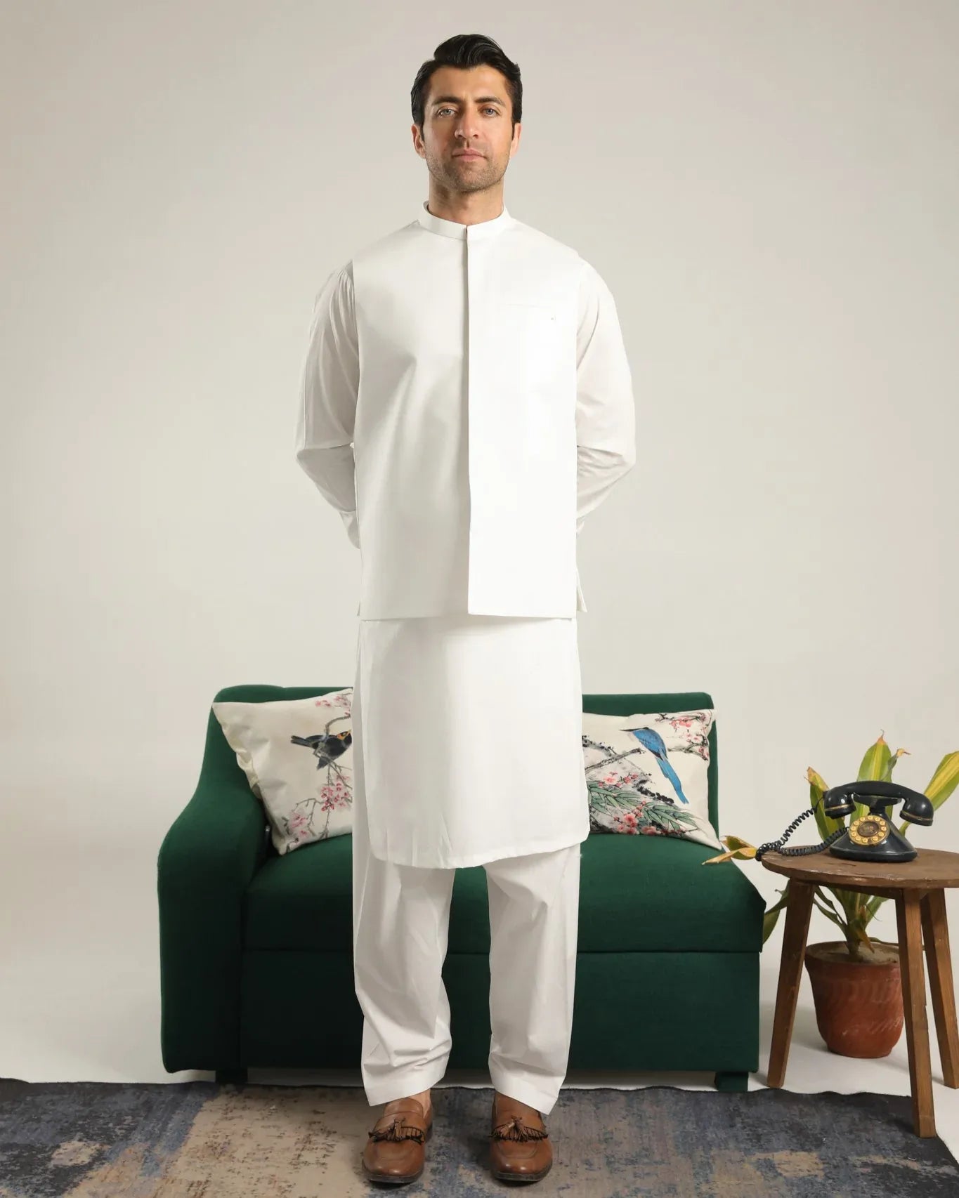 Off White Soft Cotton Waistcoat - Men - Muraqsh -- Menswear