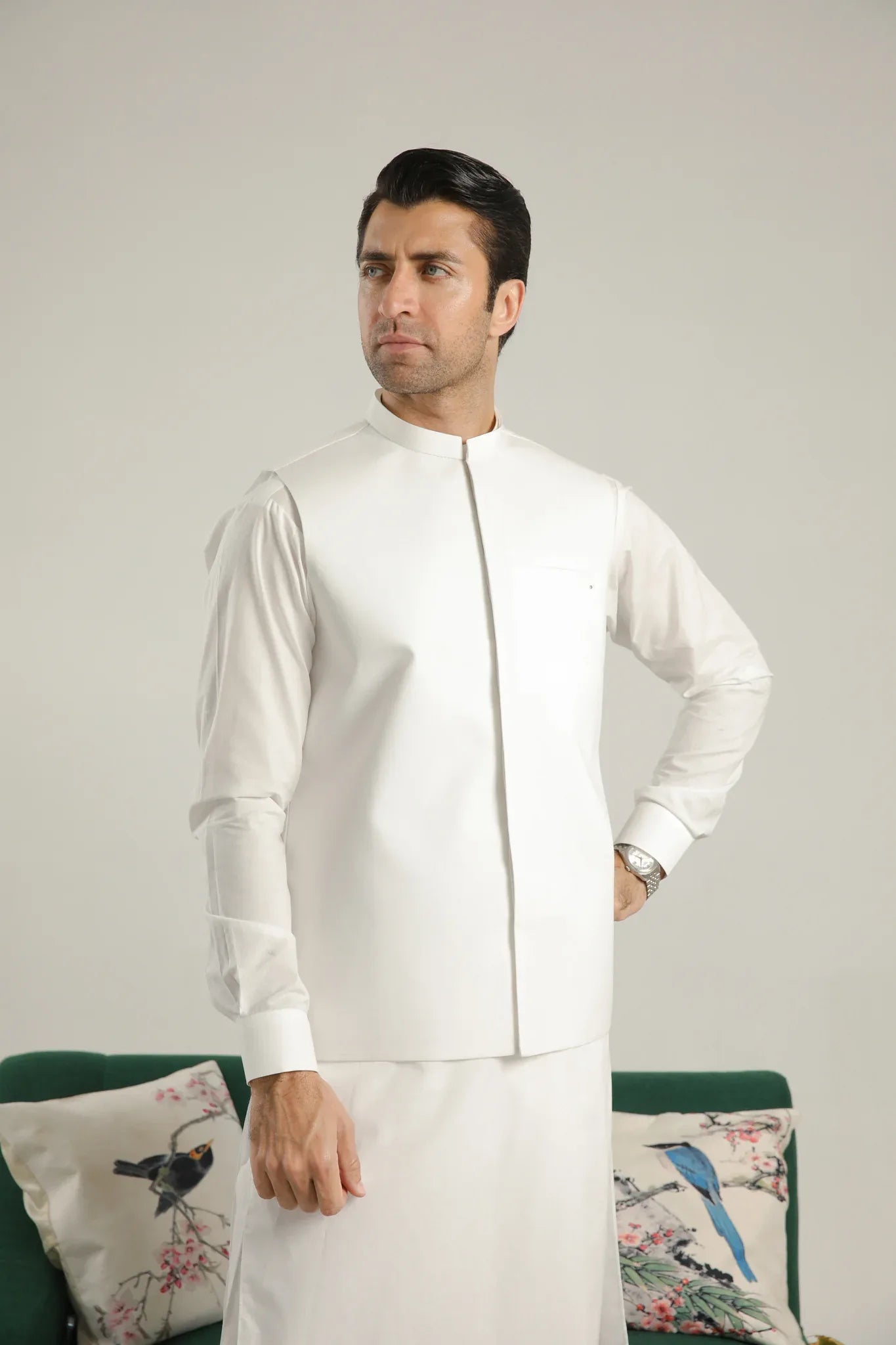 Off White Soft Cotton Waistcoat - Men - Muraqsh -- Menswear