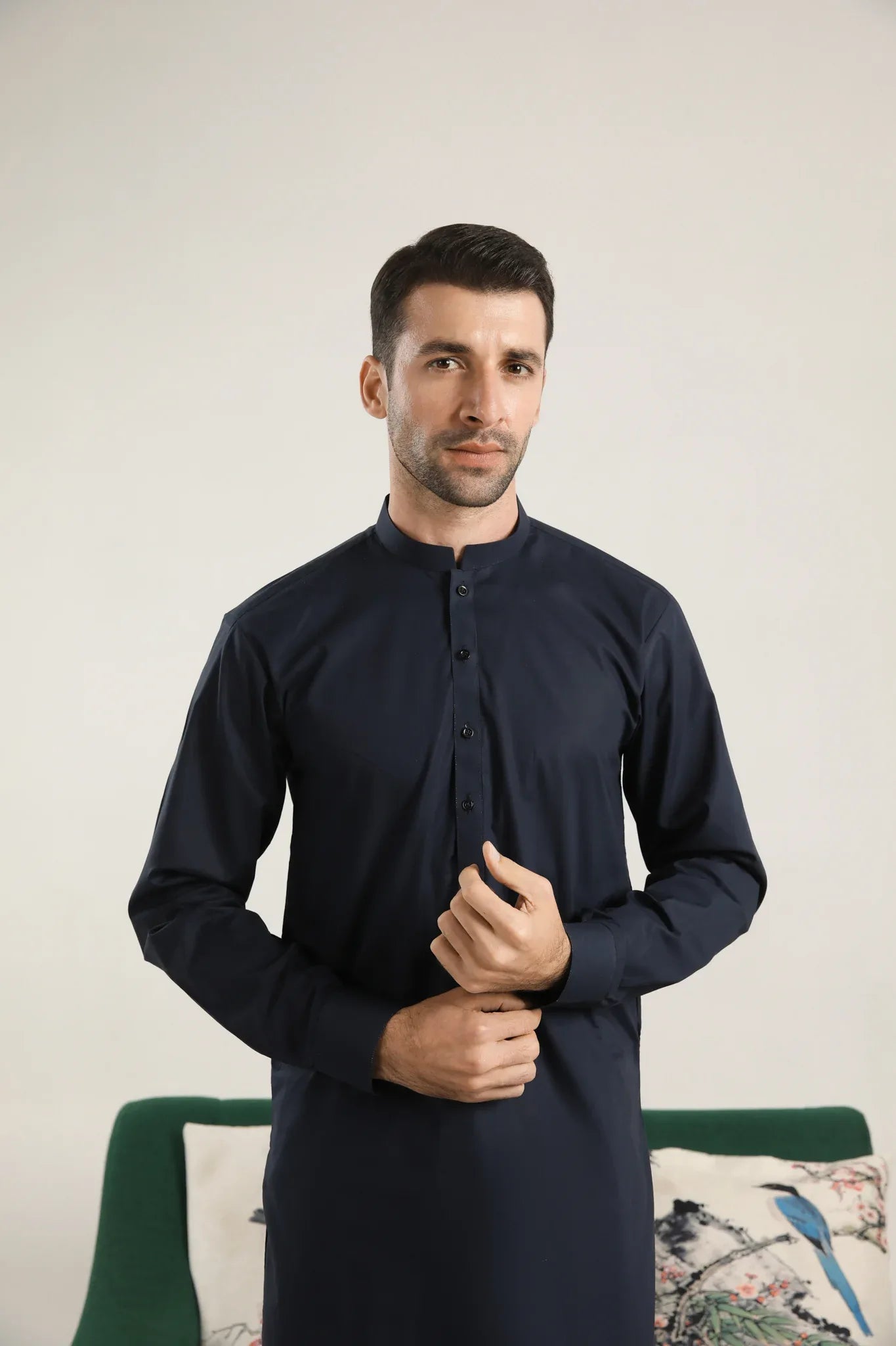 Dark Navy Blue Soft Cotton Kurta Shalwar - Men - Muraqsh -- Menswear