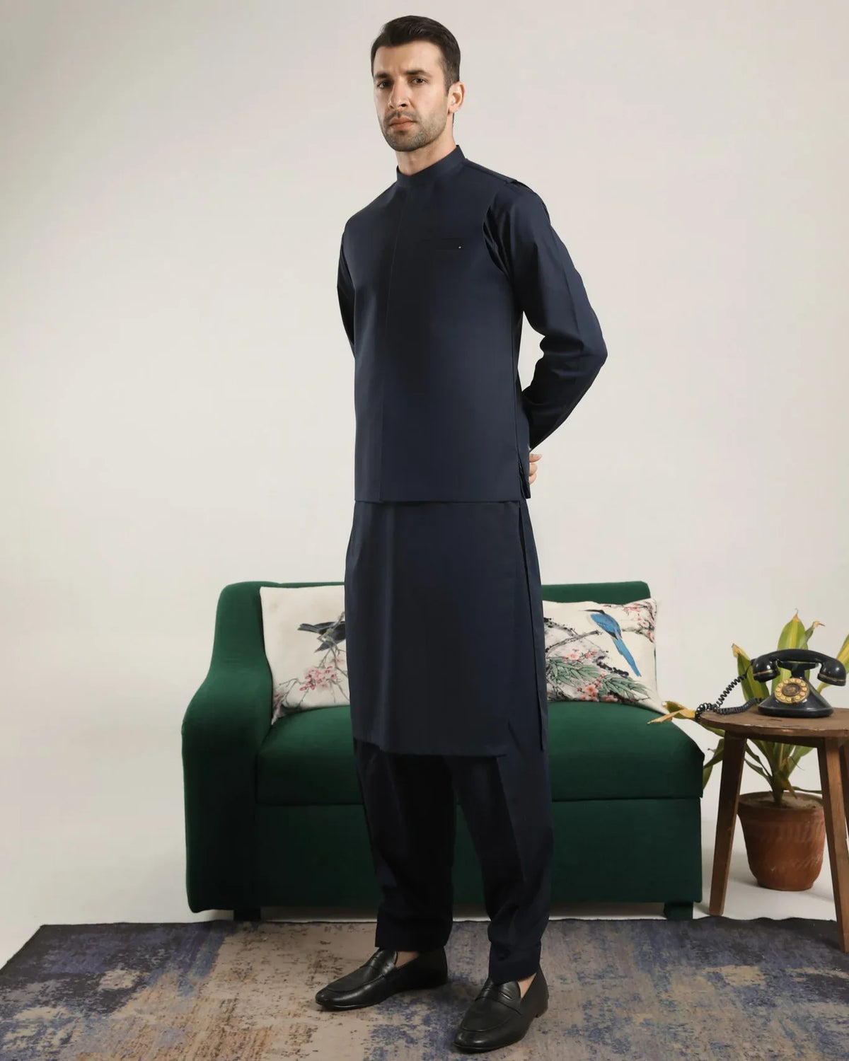 Dark Navy Blue Soft Cotton Waistcoat - Men - Muraqsh -- Menswear