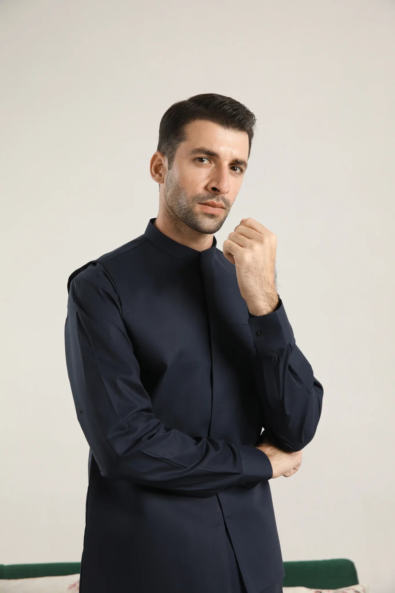 Dark Navy Blue Soft Cotton Kurta Shalwar with Waistcoat - Men - Muraqsh -- Menswear