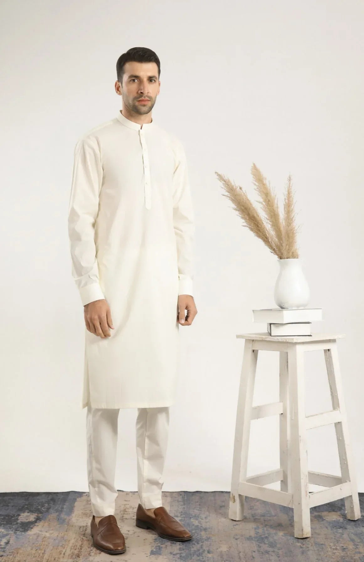 Bosky White Soft Cotton Kurta Trouser - Men - Muraqsh -- Menswear