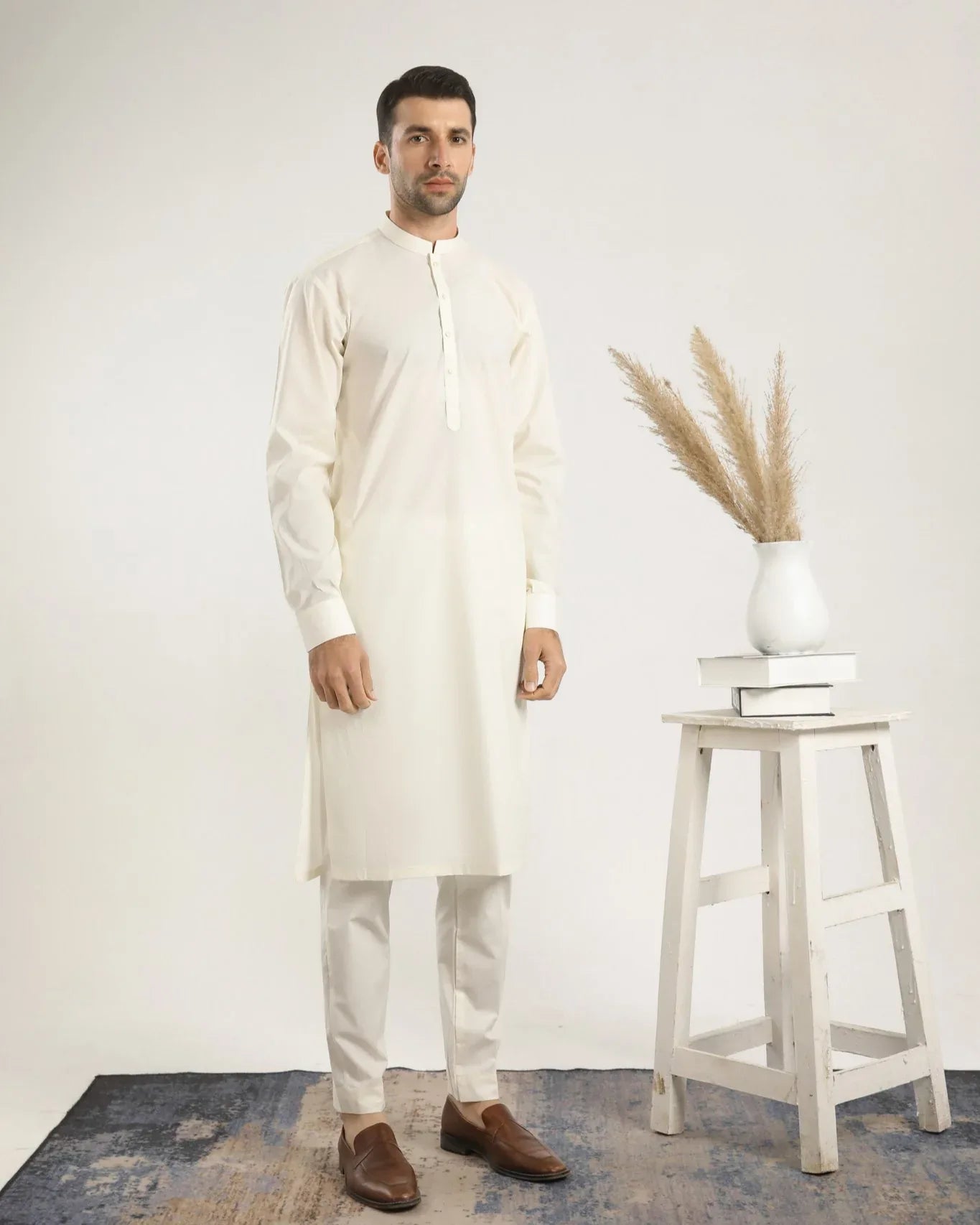 Bosky White Soft Cotton Kurta Trouser - Men - Muraqsh -- Menswear