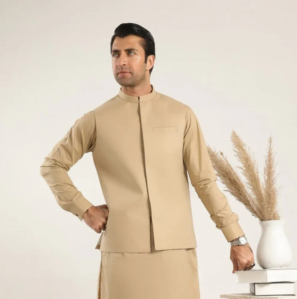 Ivory Skin Soft Cotton Waistcoat - Men - Muraqsh -- Menswear