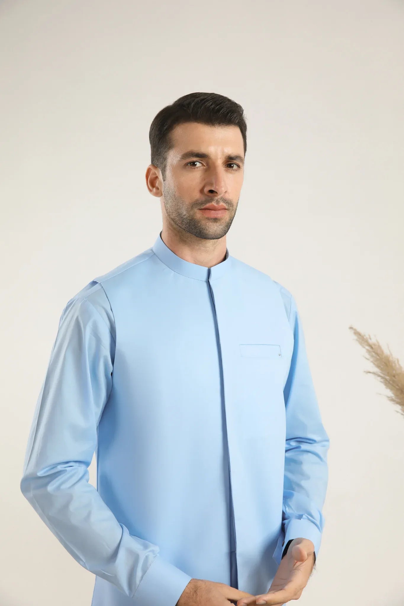 Sky Blue Soft Cotton Waistcoat - Men - Muraqsh -- Menswear