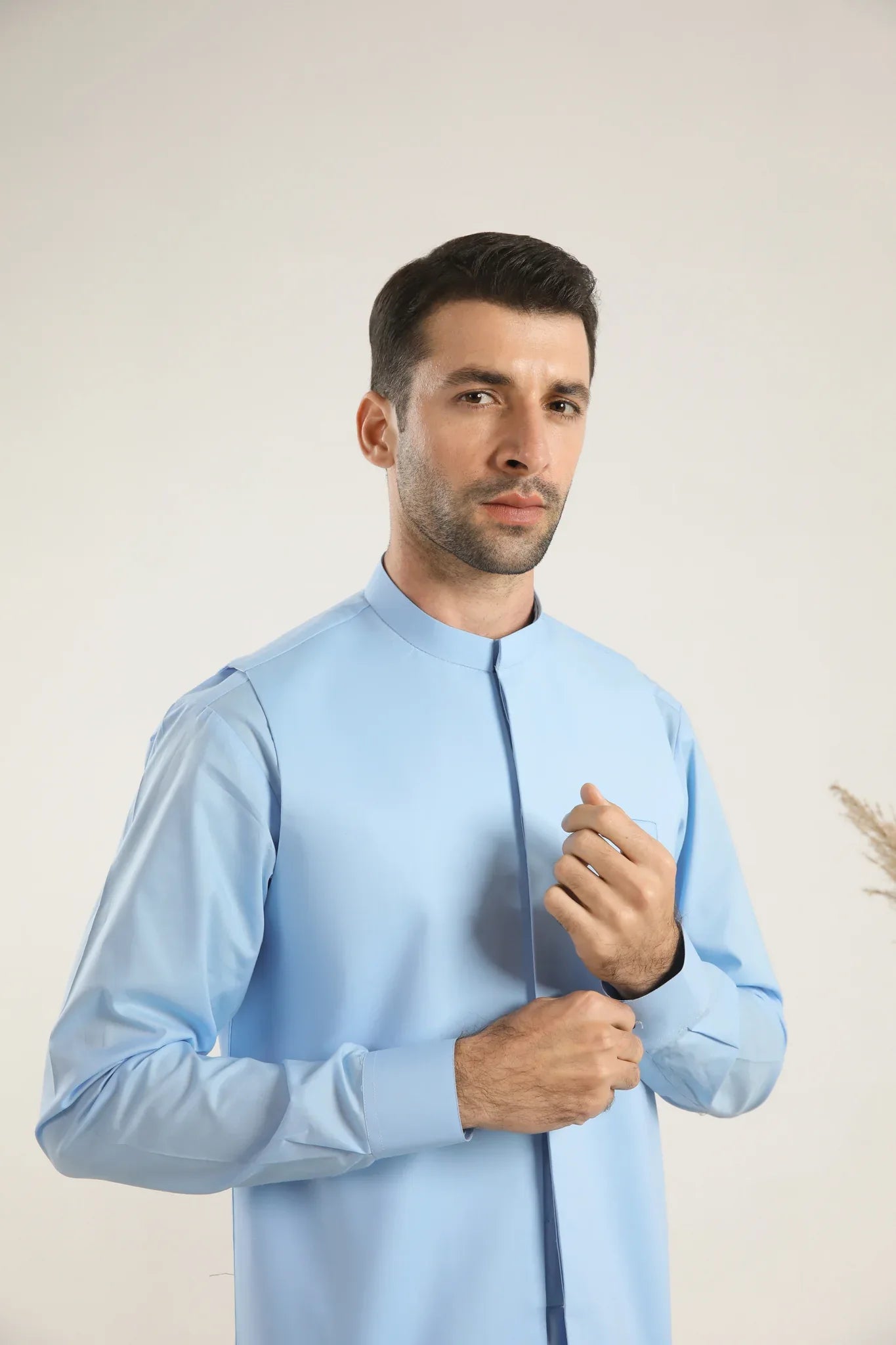 Sky Blue Soft Cotton Waistcoat - Men - Muraqsh -- Menswear