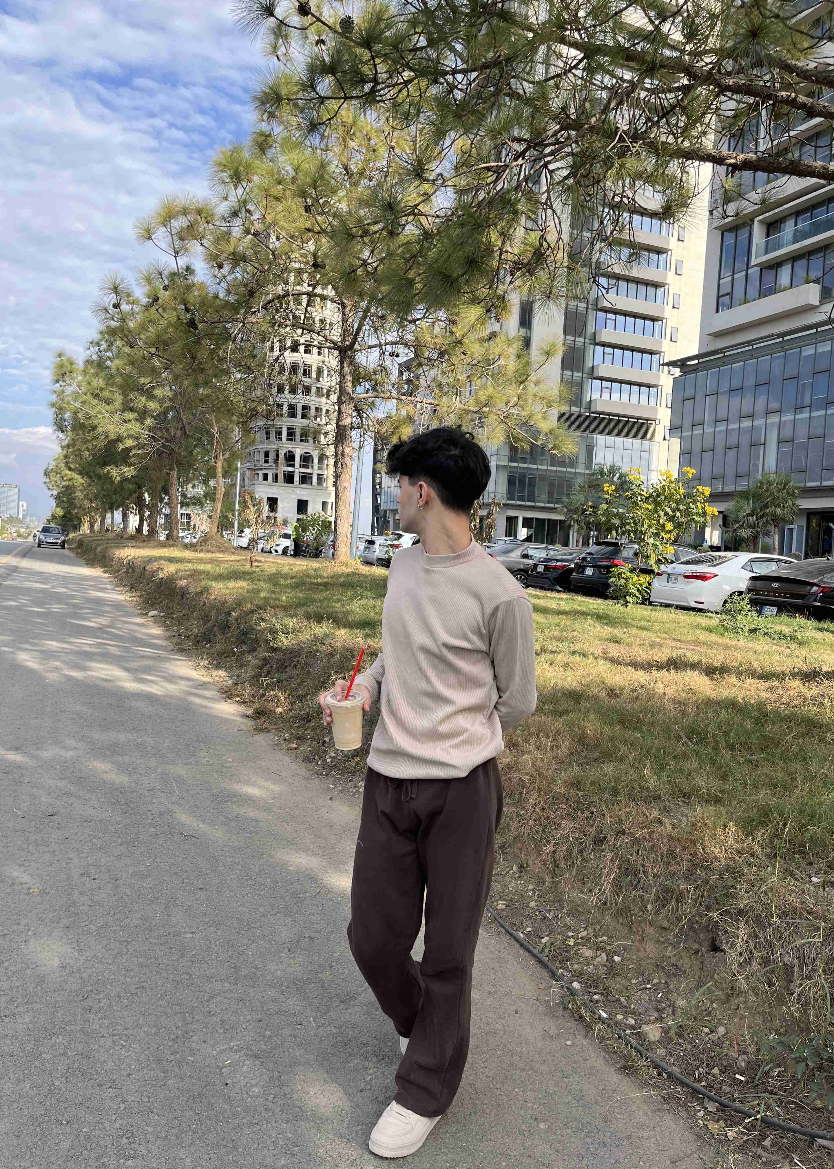 Beige Drop Needle Mock Neck - Men - Men