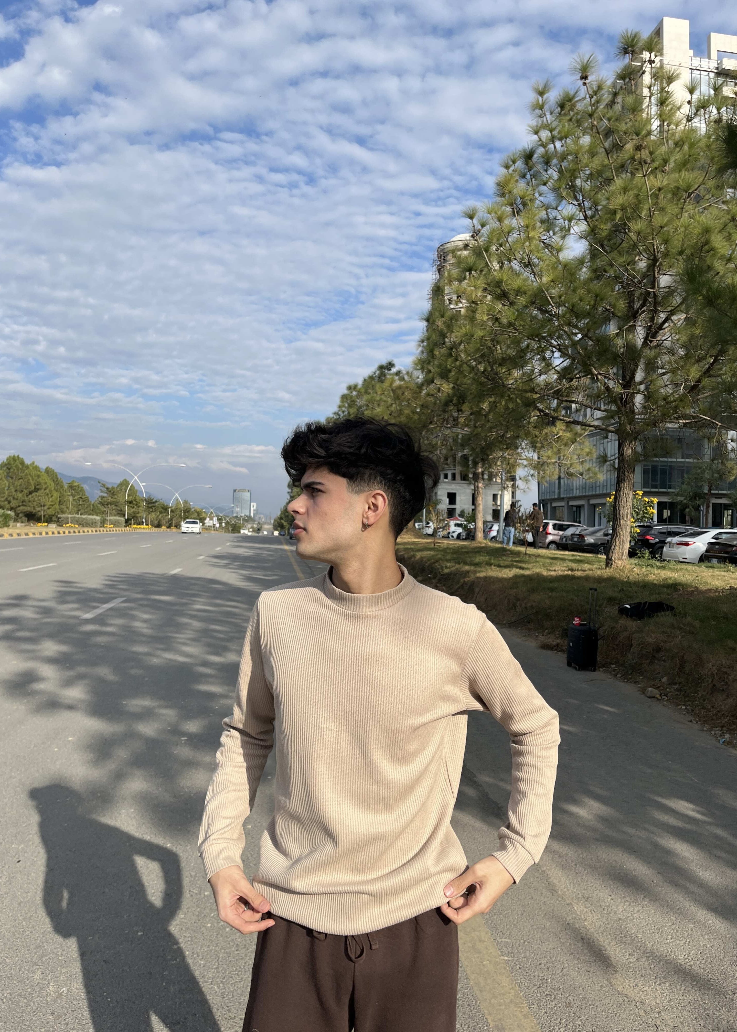 Beige Drop Needle Mock Neck - Men - Men