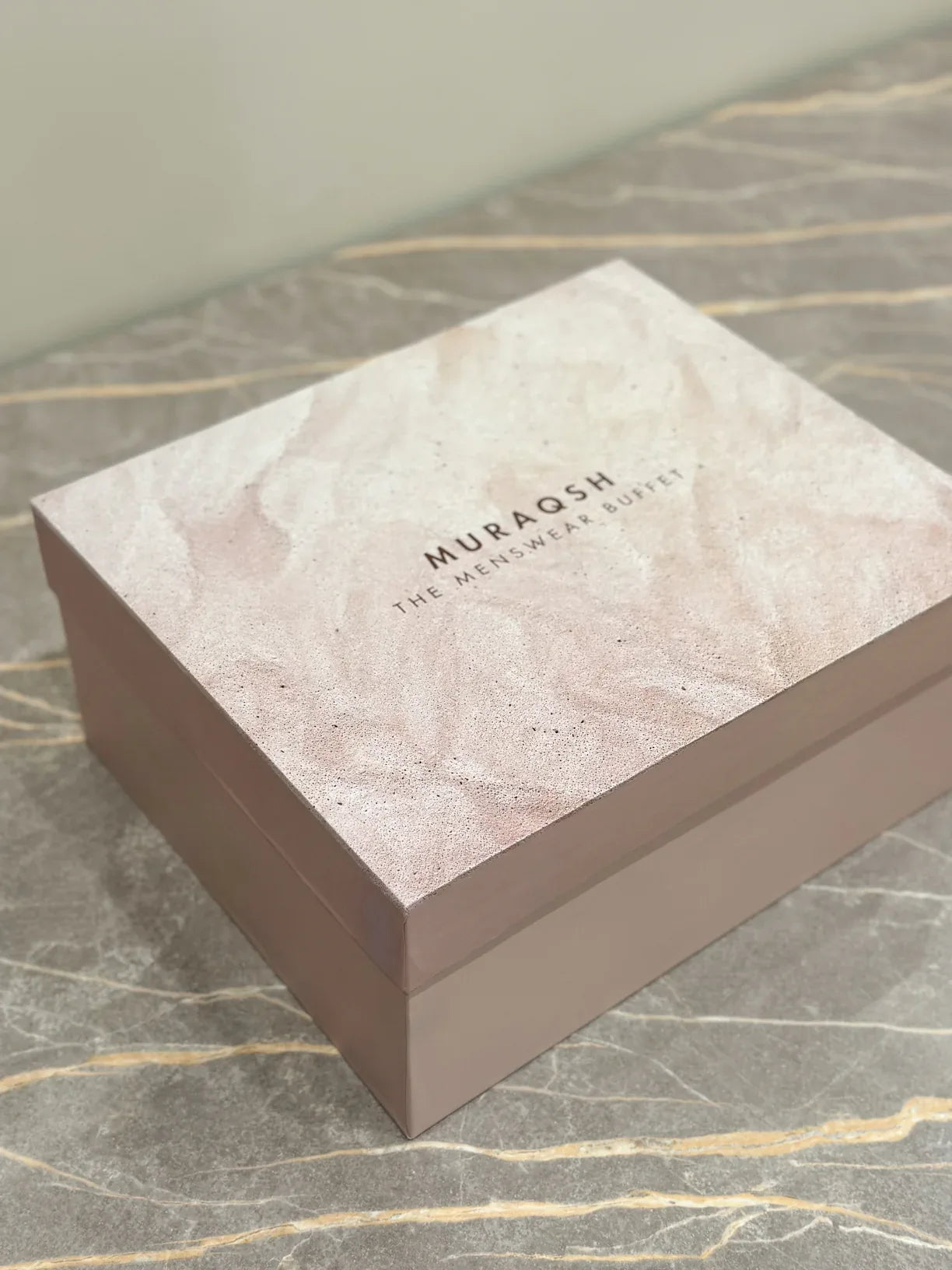 Premium Gift Box - Top Drip Off with Grooving Textured in Beige Pink - Muraqsh -- Menswear