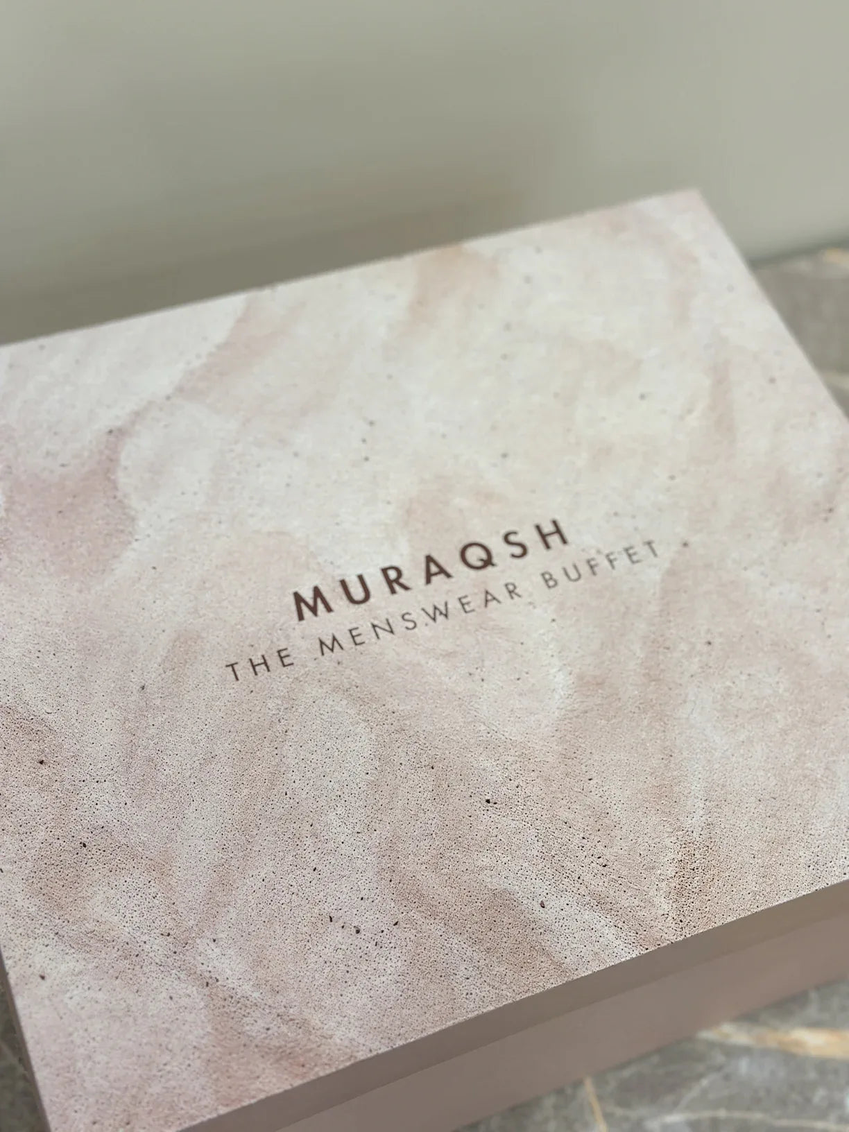 Premium Gift Box - Top Drip Off with Grooving Textured in Beige Pink - Muraqsh -- Menswear