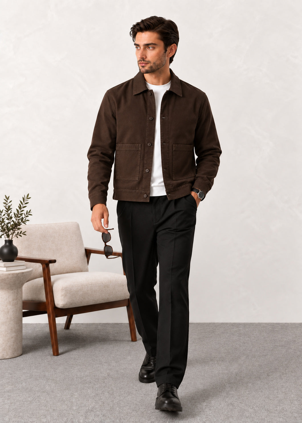 Dark Brown Twill Jacket