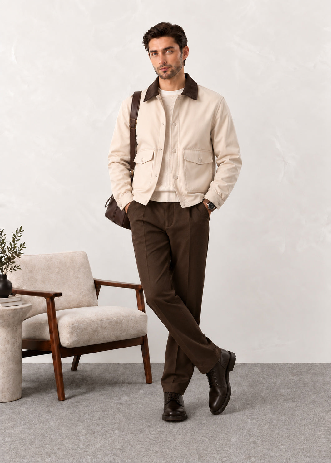 Brown Corduroy Collar Field Jacket