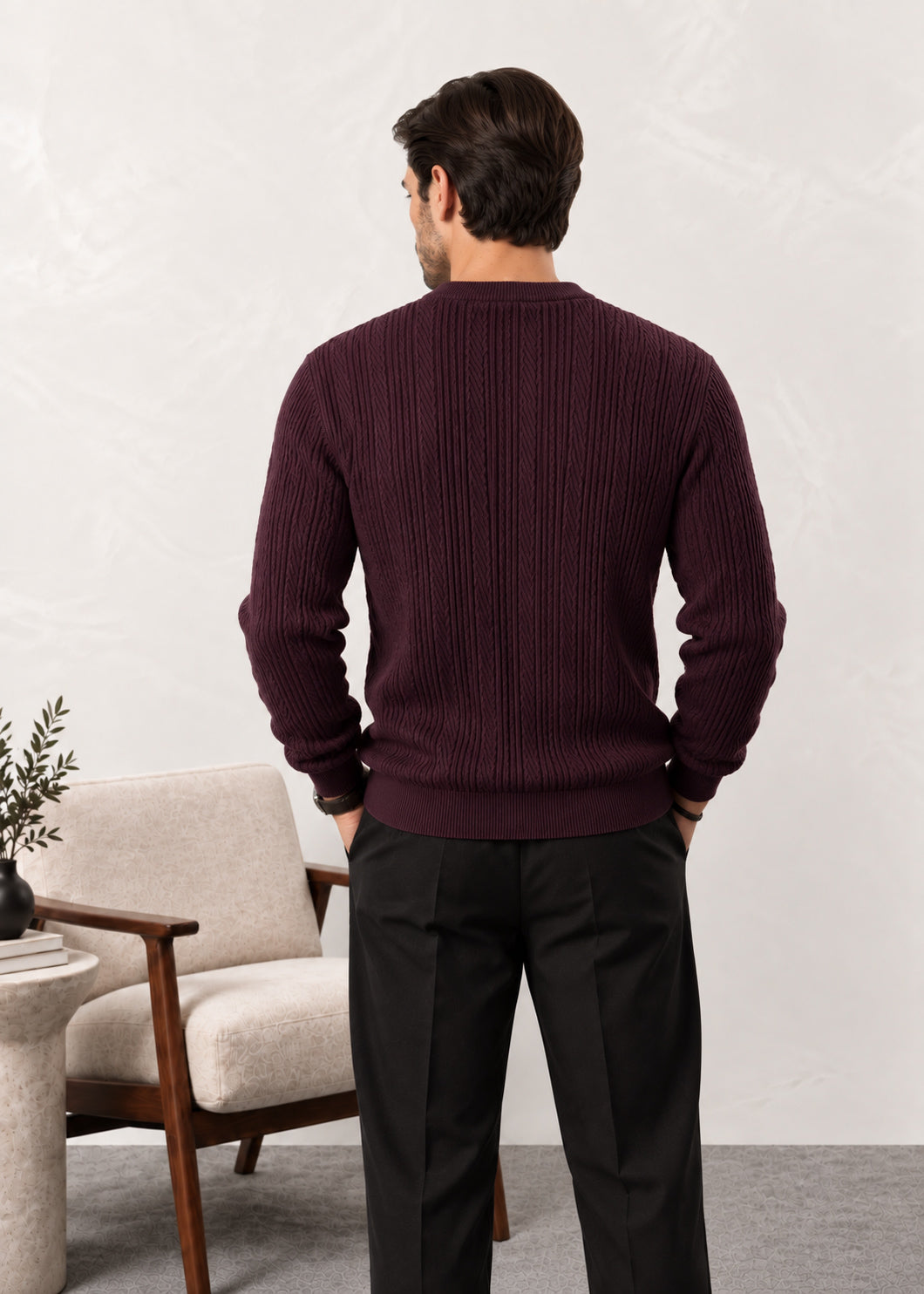 Deep Burgundy Structure Knitted Sweater