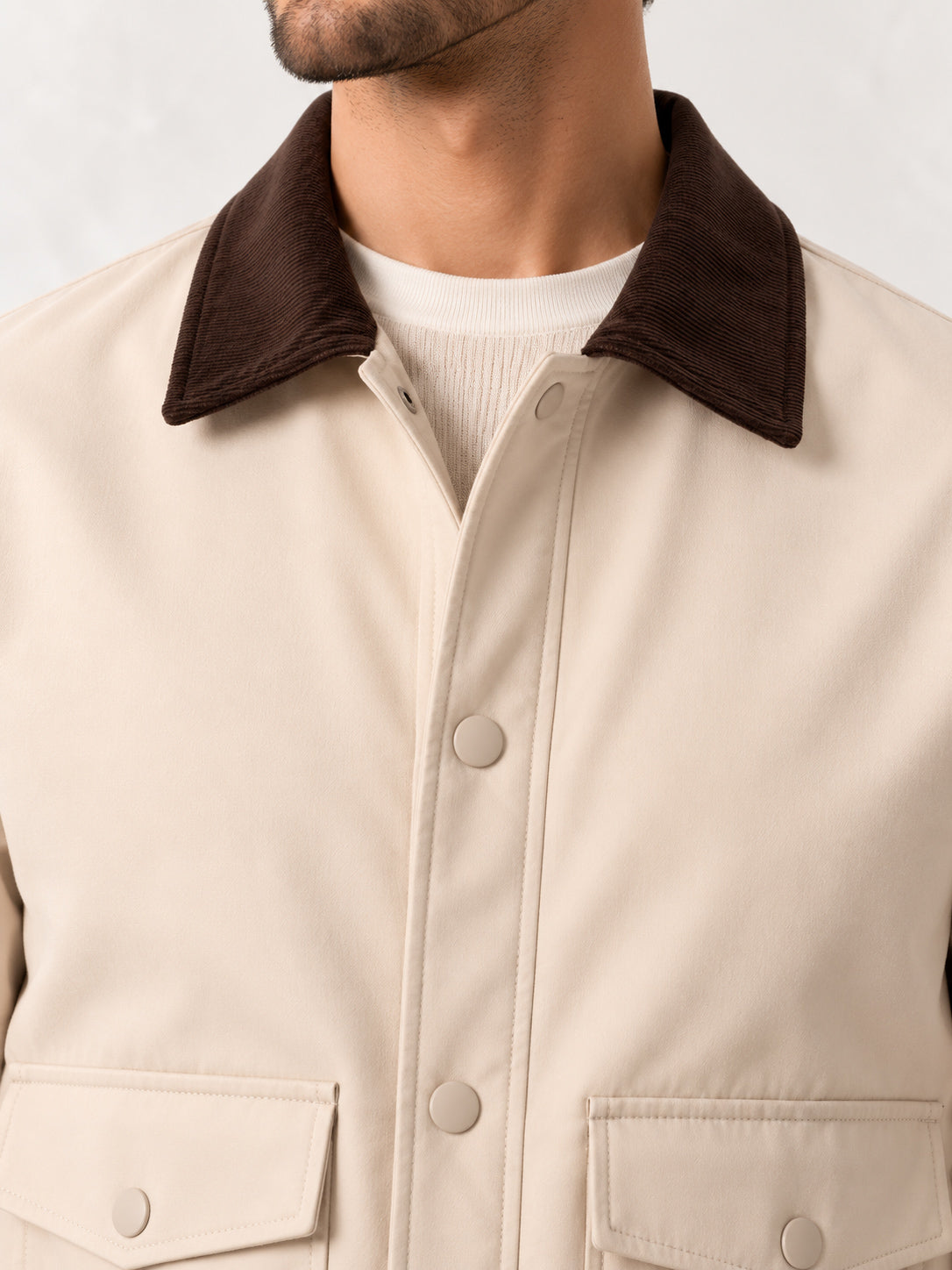 Brown Corduroy Collar Field Jacket