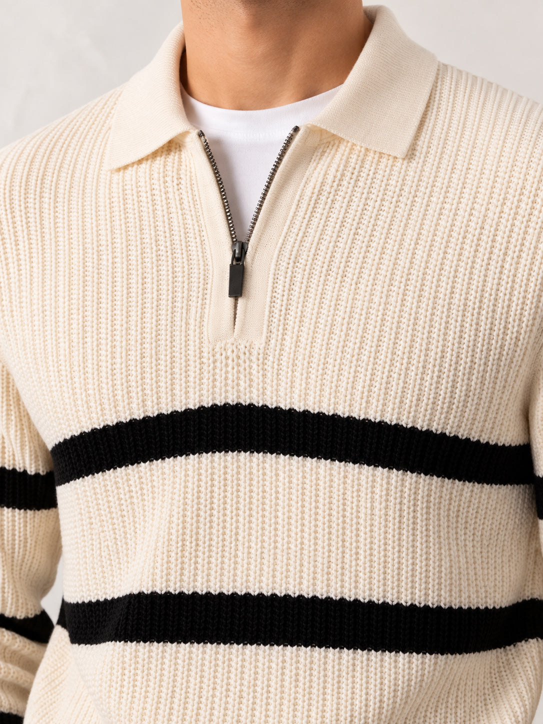 Off White Striper Polo Sweater