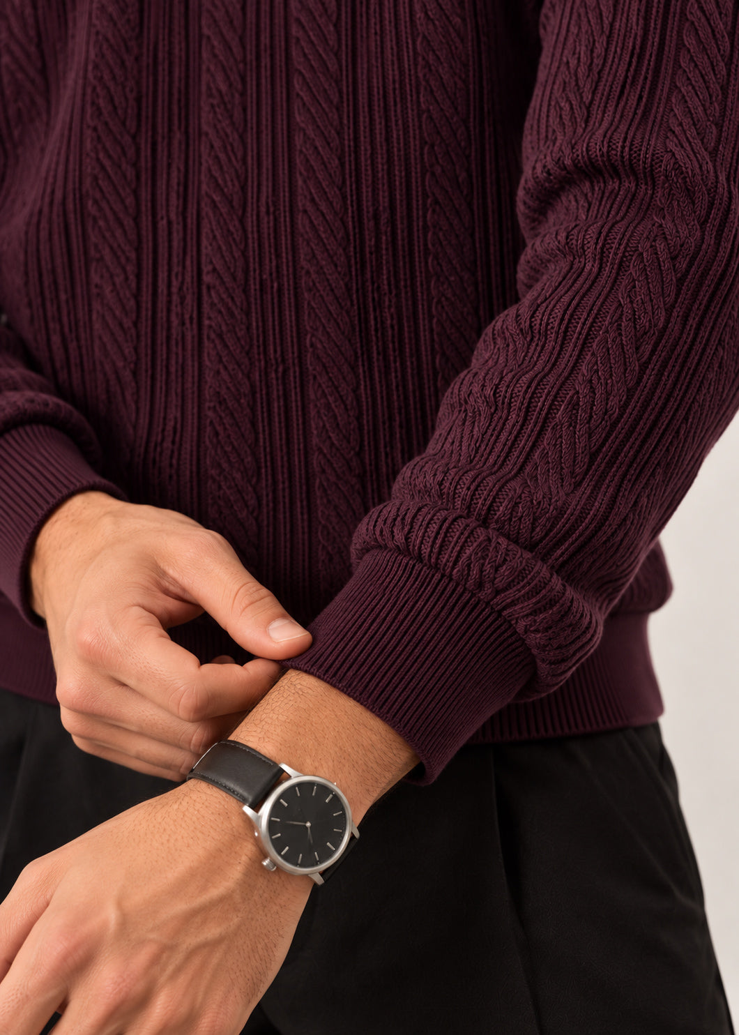 Deep Burgundy Structure Knitted Sweater