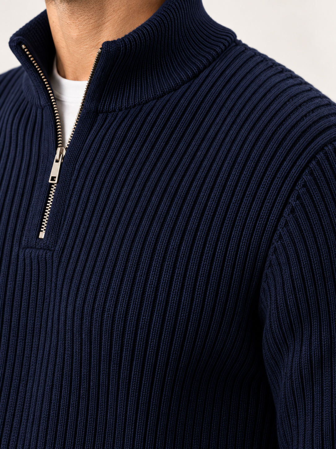 Navy Blue Polo Knit Sweater
