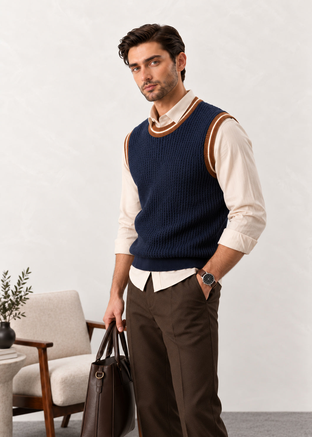Navy Blue Sleeveless Sweater