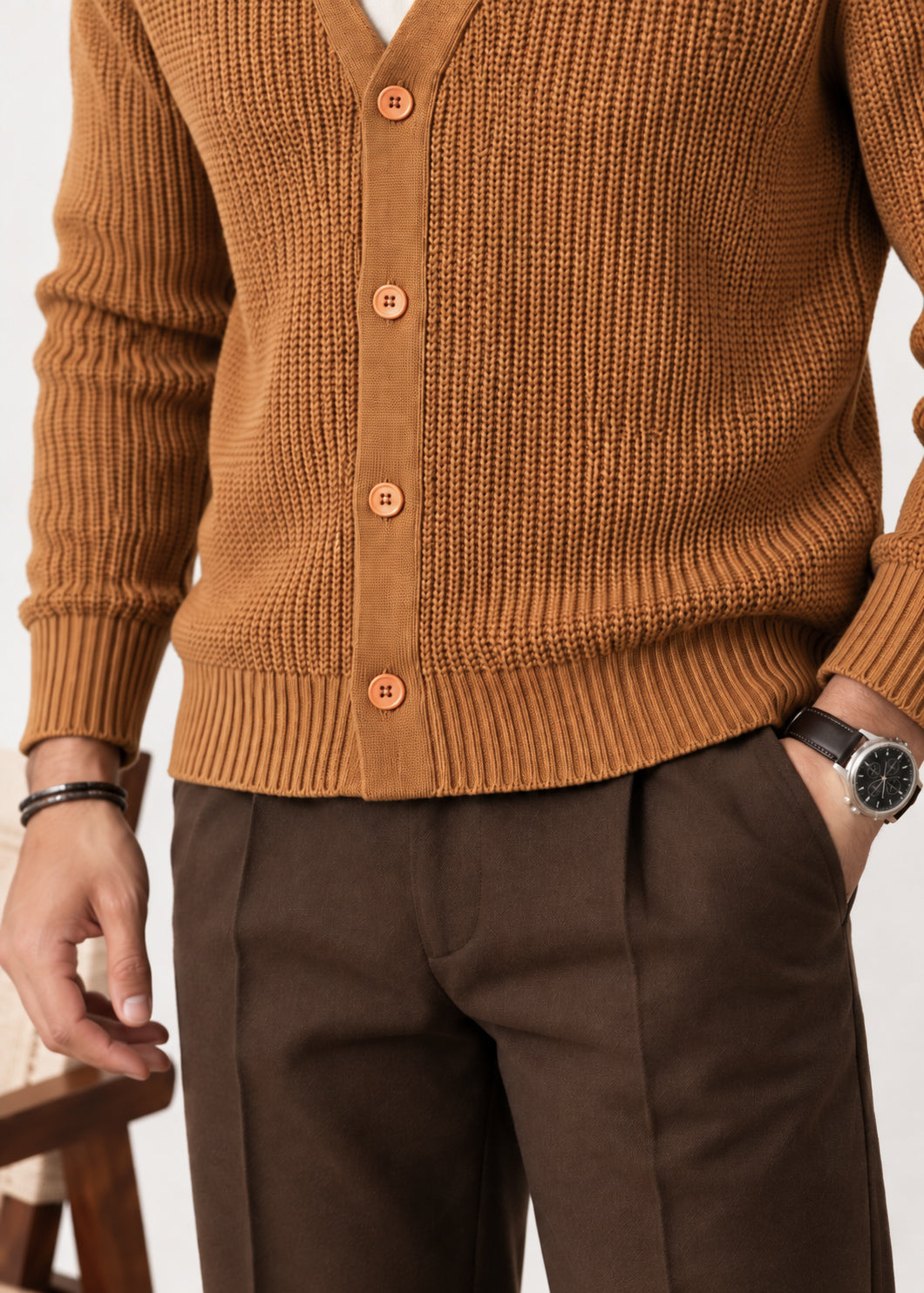 Soil Brown Button Down Cardigan