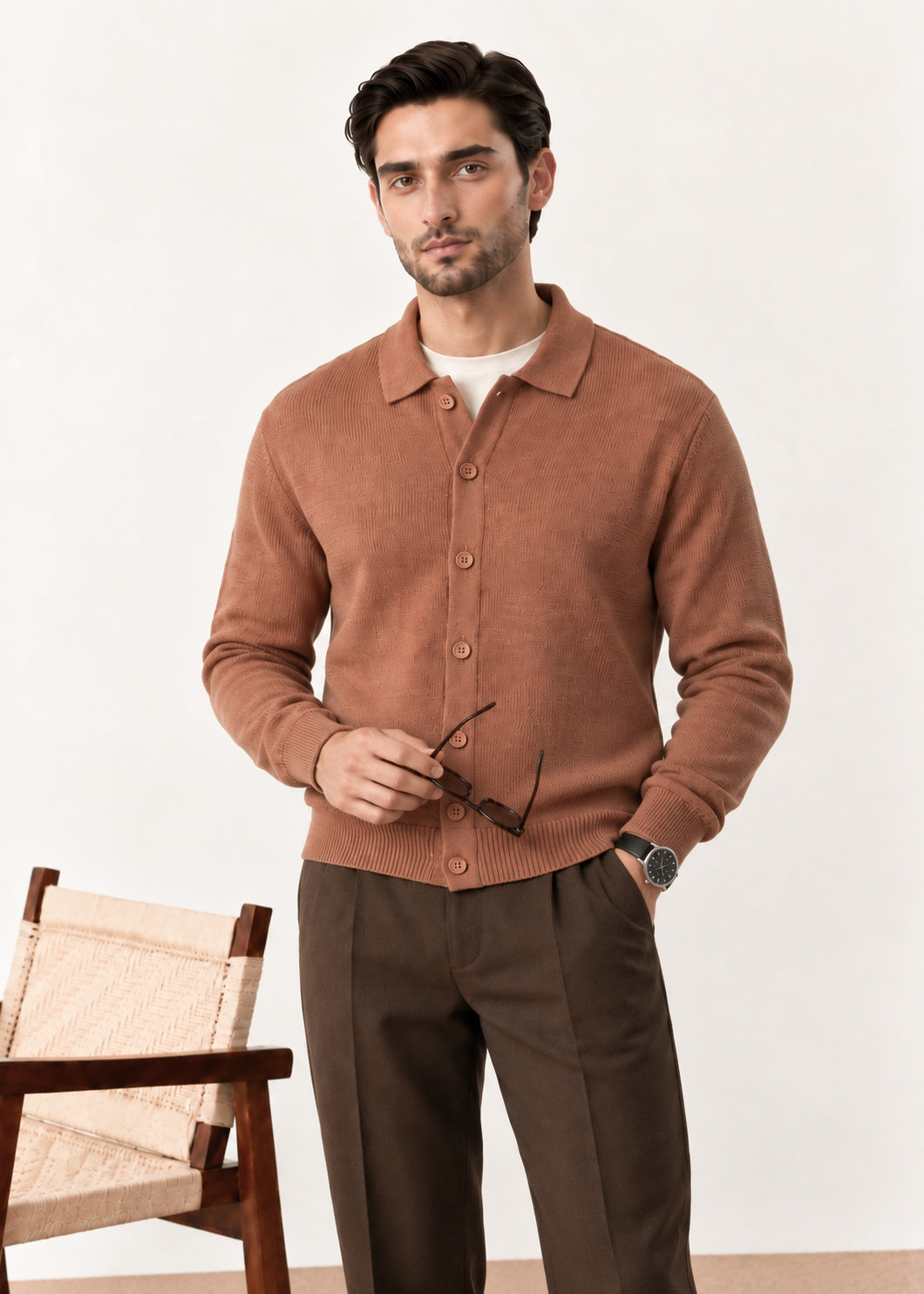 Cocoa Brown Button Down Cardigan
