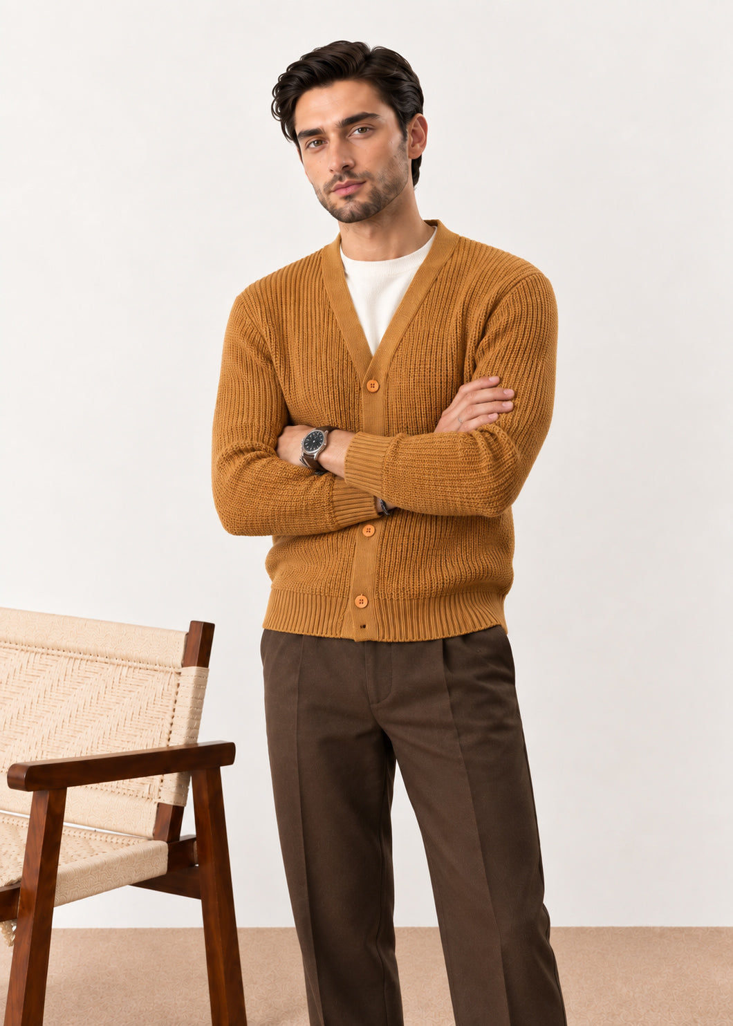 Soil Brown Button Down Cardigan