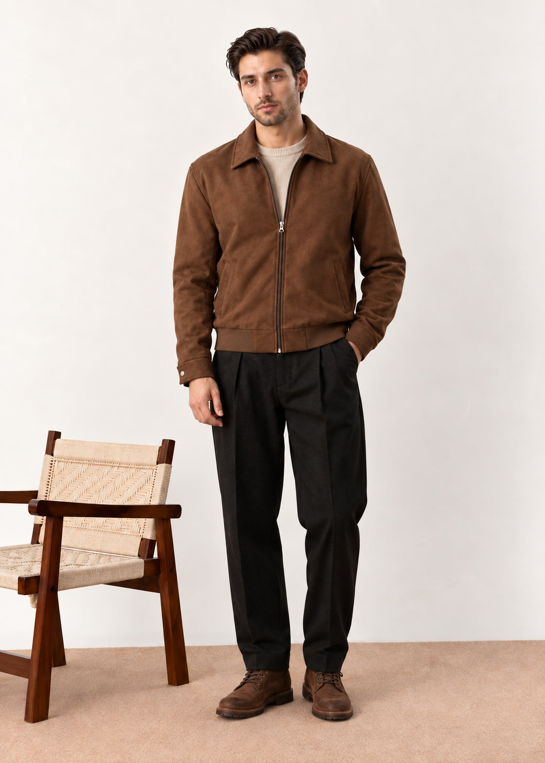 Dark Brown Suede Flight Jacket