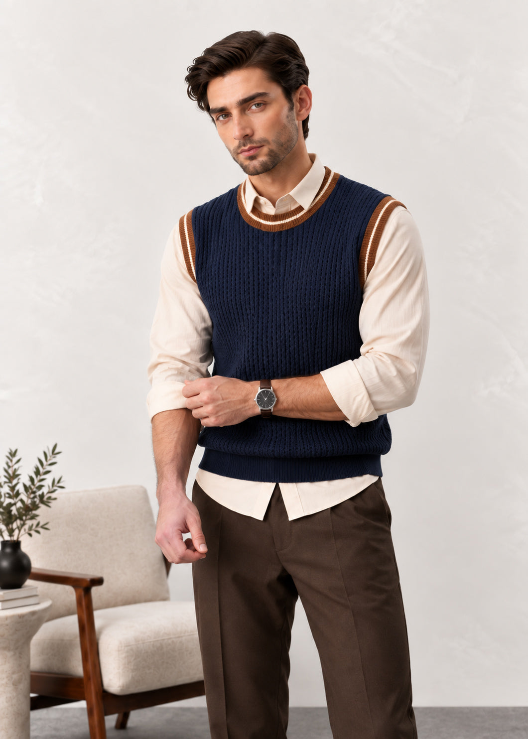 Navy Blue Sleeveless Sweater