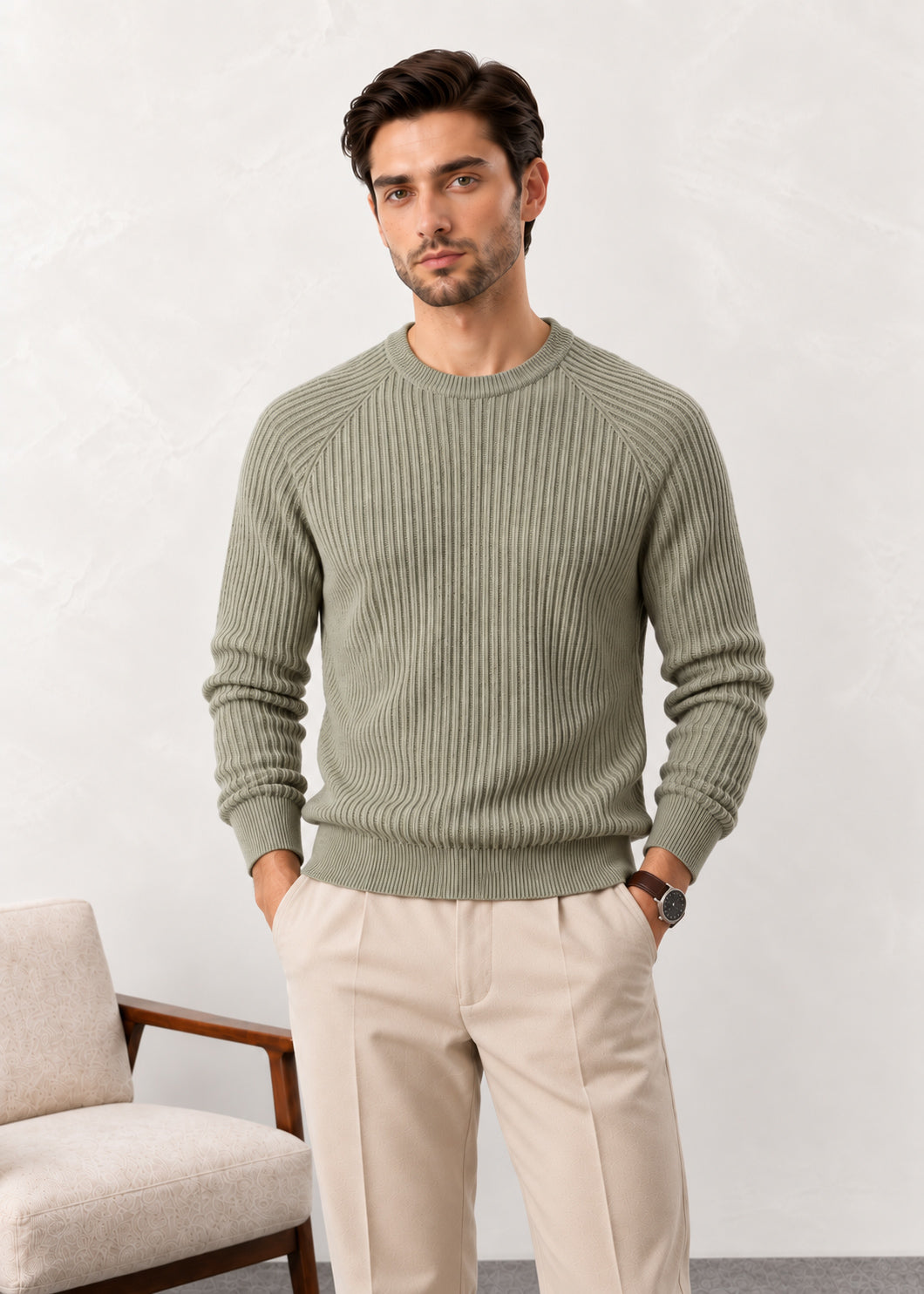 Light Pistachio Raglan Sweater