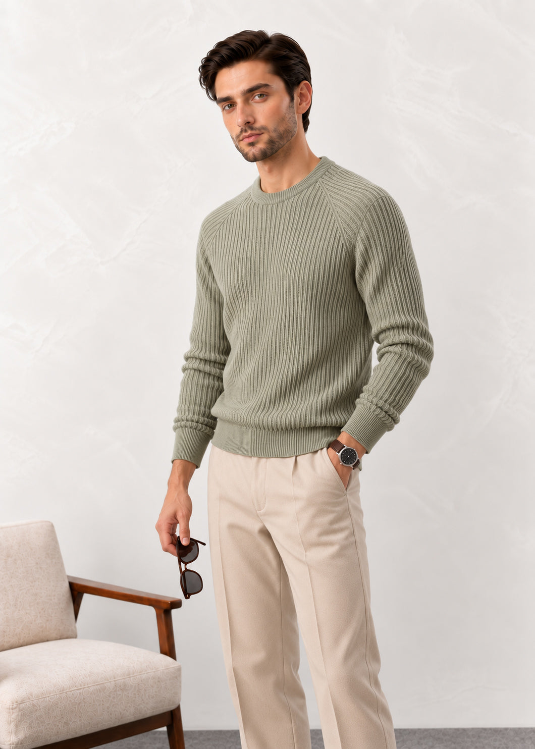 Light Pistachio Raglan Sweater