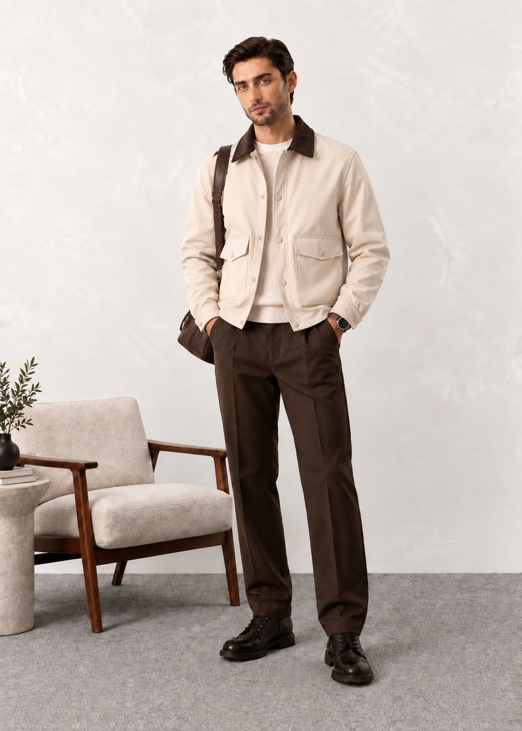 Brown Corduroy Collar Field Jacket