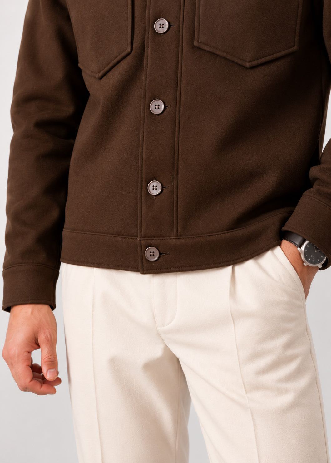 Mocha Brown Wool Blend Boxy Jacket
