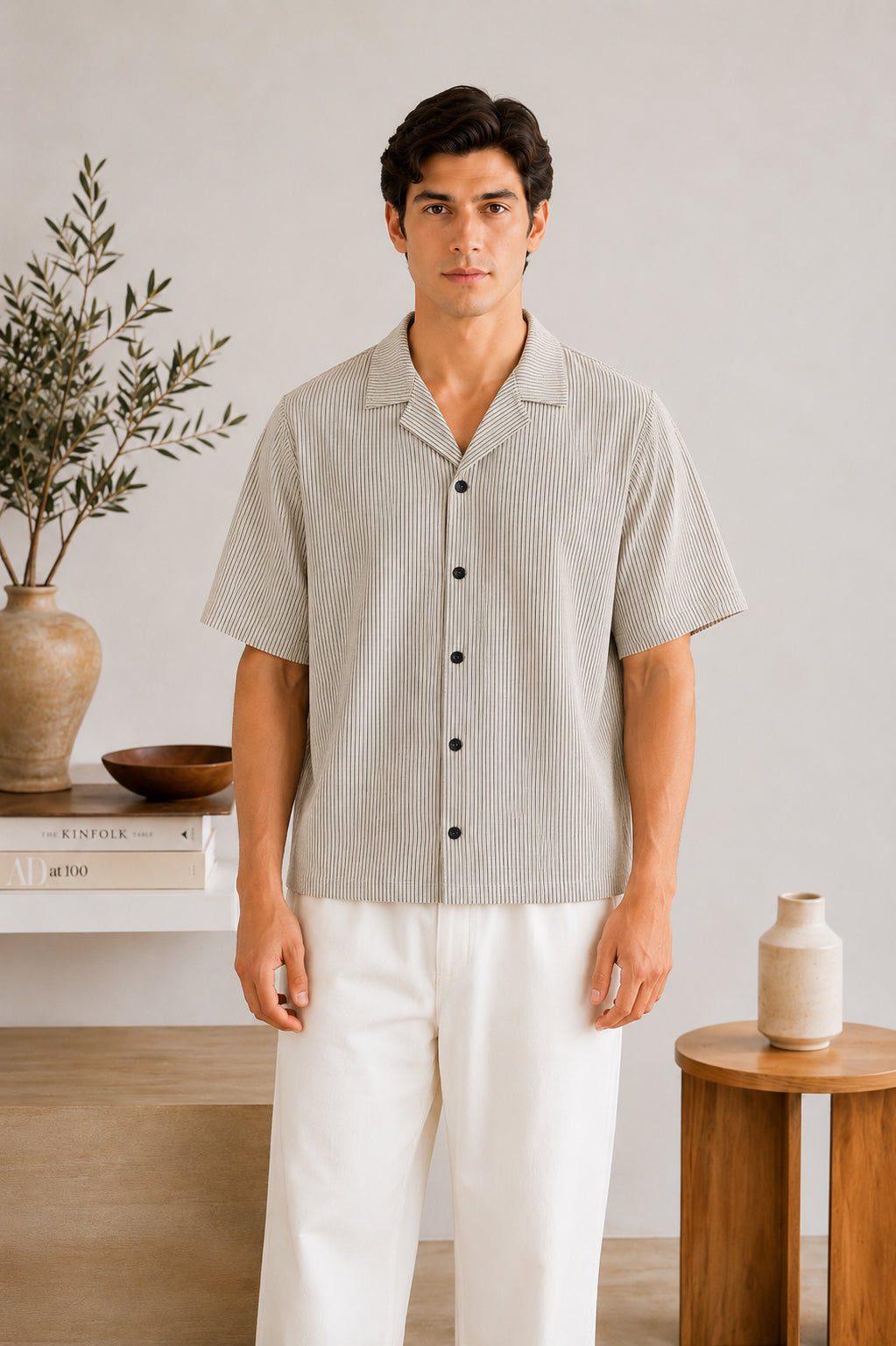 Off White Striper Boxy Revere Button Down - Men - Men