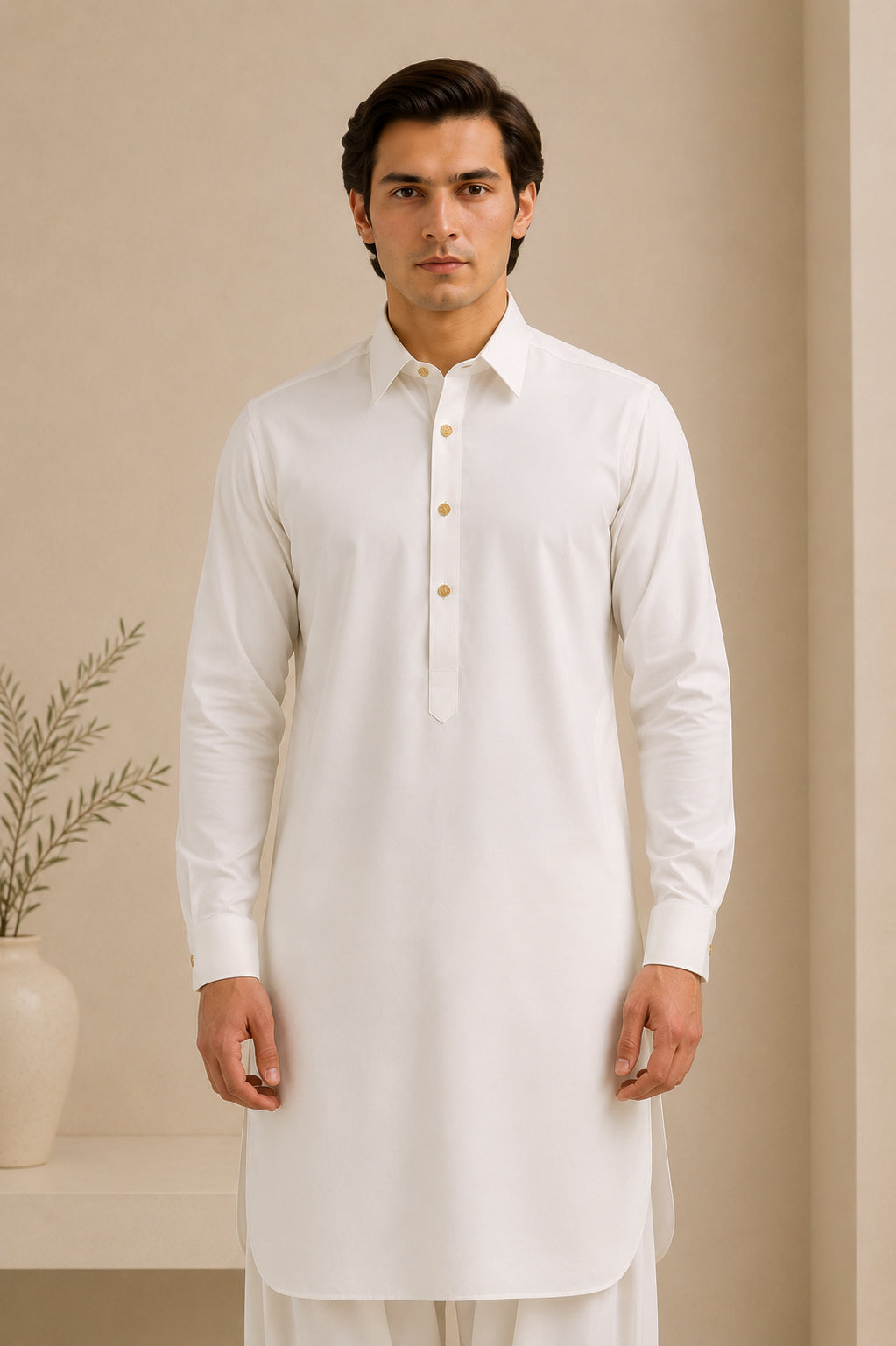 White French Collar Kameez Shalwar - Men - Men